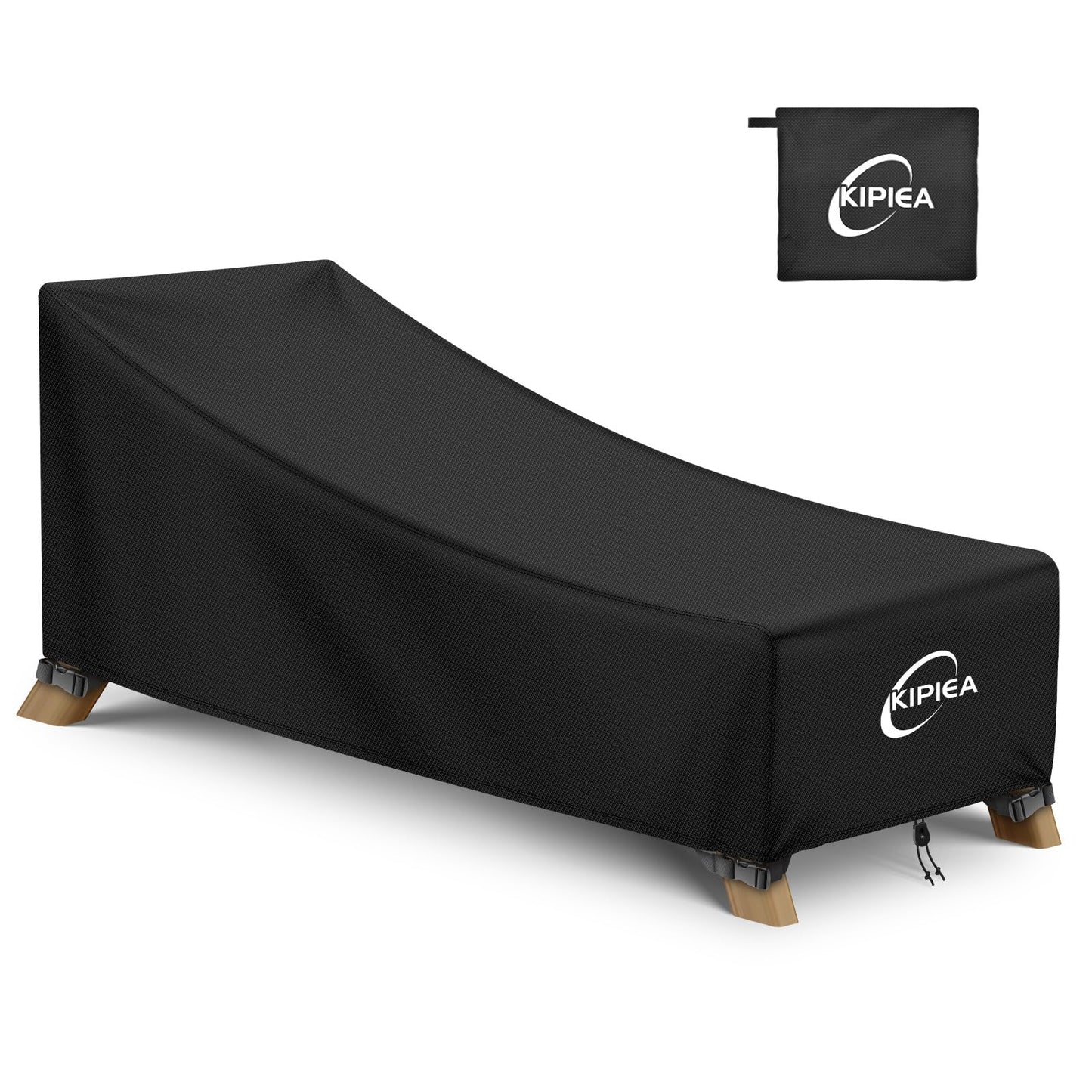 Kipiea Waterproof Patio Lounge Chair Covers for outdoor furniture, 420D Outdoor Chaise Lounge Cover with Anti UV and No Tears, No Fading (84"D x 32"W x 32"H)