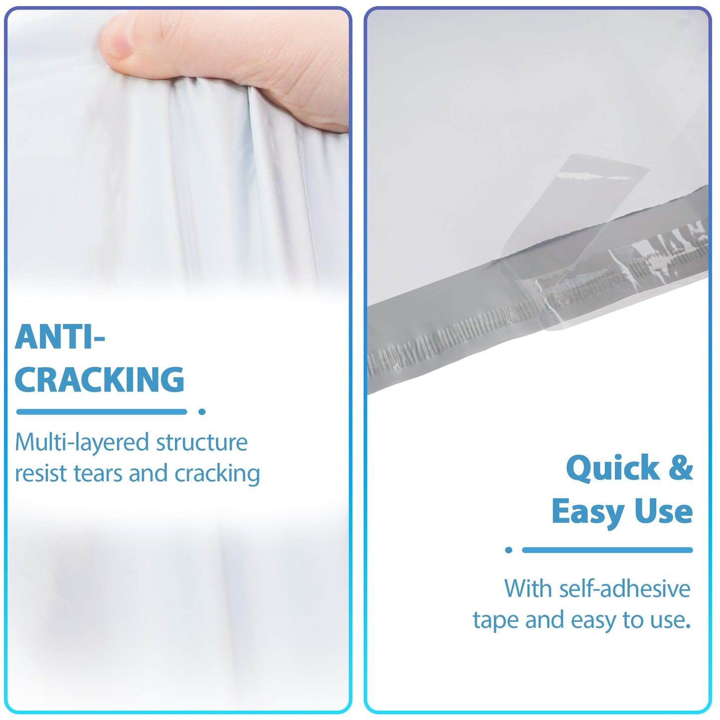 NB 12x15.5 Inch – 500 Pcs White Poly Mailers Strong Adhesive Self-Seal Shipping Envelopes, Tear & Water Resistant Packaging for E-Commerce and Small Business