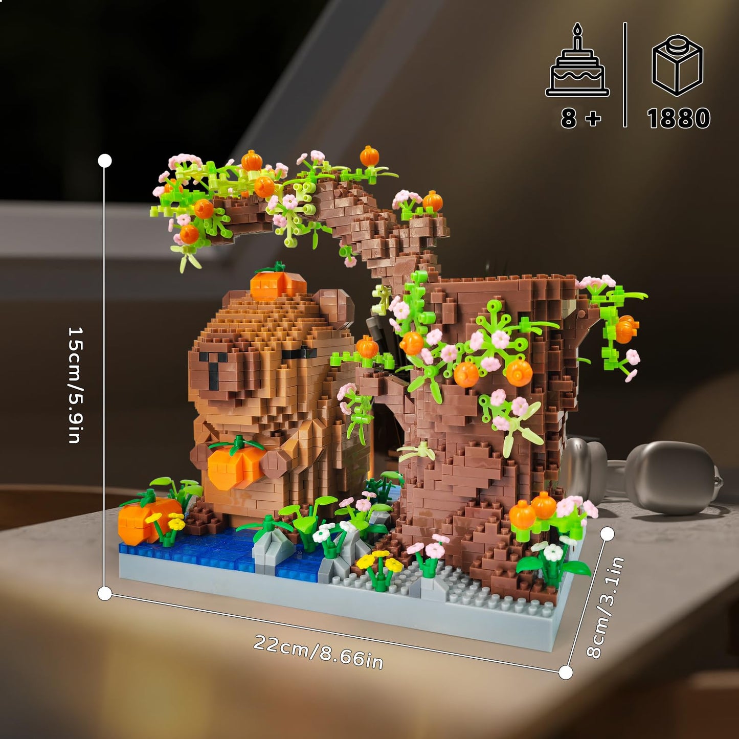 Capybara Set Toy Micro Mini Building Block Pen Holder&Desk Organizer Cute Animals Building Bricks Kit(1880Pcs) Arts&Crafts for Capybara Lovers for Kids Age 8+ for Adult