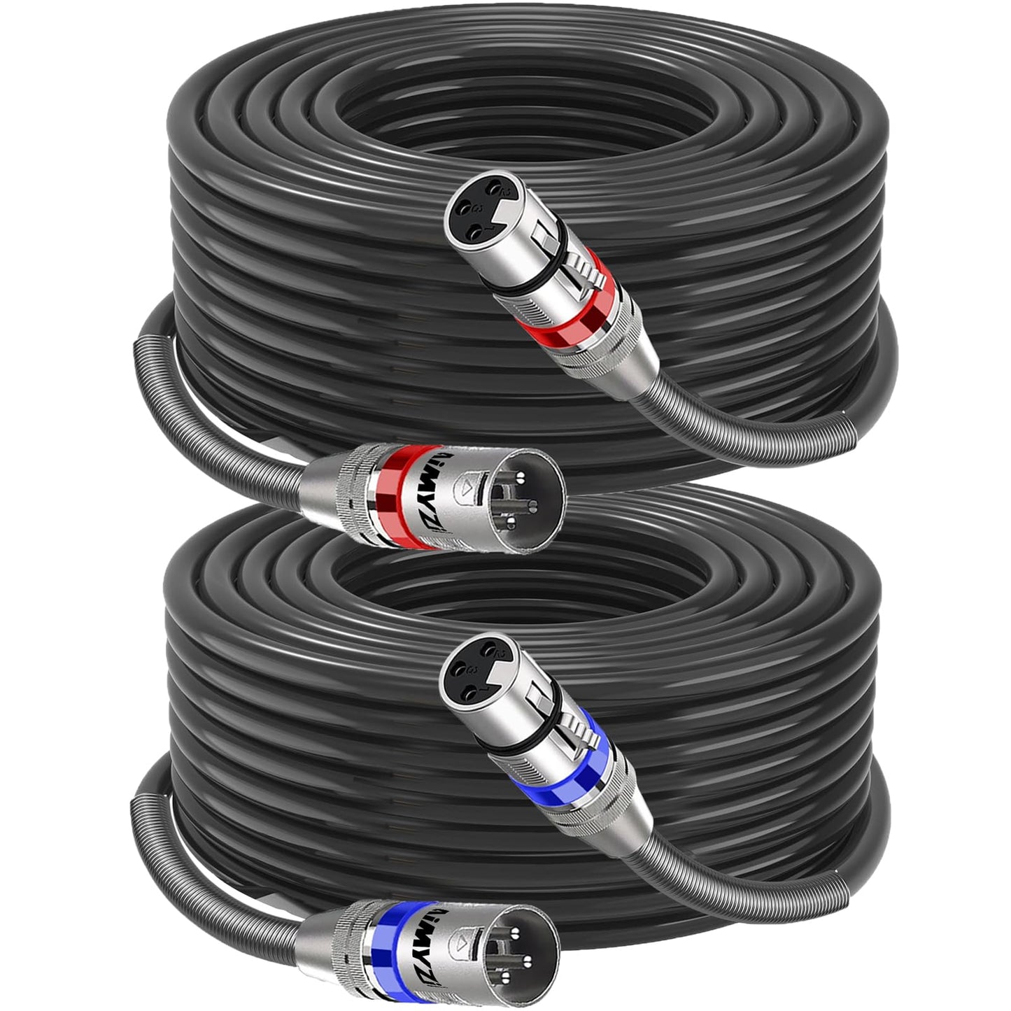 Aimyzii XLR Cable Microphone Cable 50 Feet 2 Pack Premium Balanced Mic Cable Pure Copper Conductors Heavy Duty Male to Female 3 Pin XLR Microphone Cable Zinc Alloy Connectors with Metal Spring