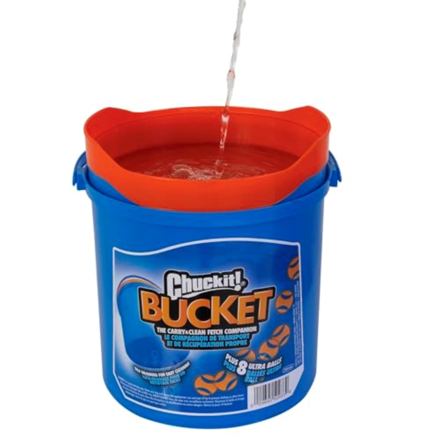 Chuckit! Ultra Ball Fetch Toy for Dogs, Medium Size 8 Pack with Cleaning Bucket
