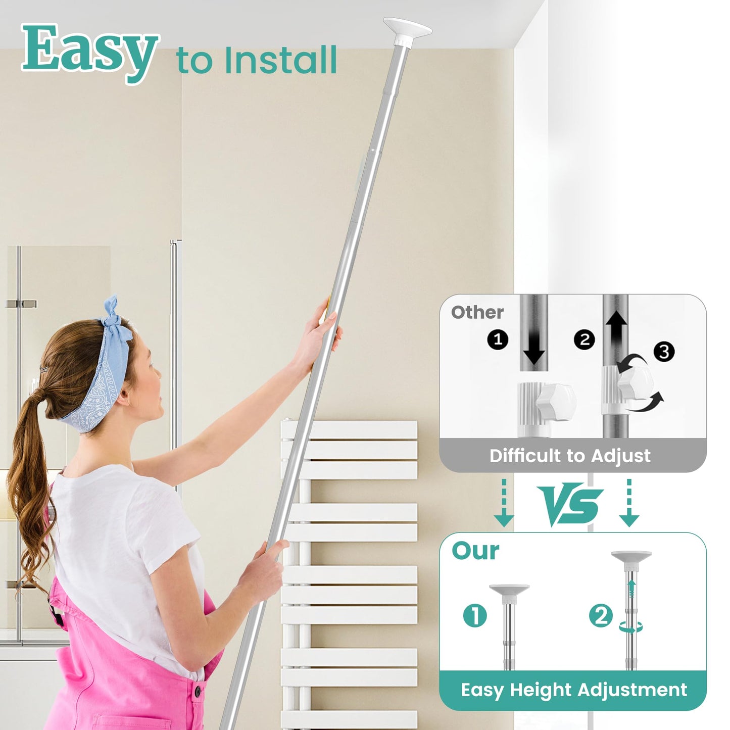 Shower Caddy Corner Tension Pole Stainless Organizer for Bathroom, Rustproof 4 Large Shelves and 2 Small Basket for Bathtub Shampoo Accessories Storage, 23.6 to 114.5 Inch Height Adjustable (Silver)