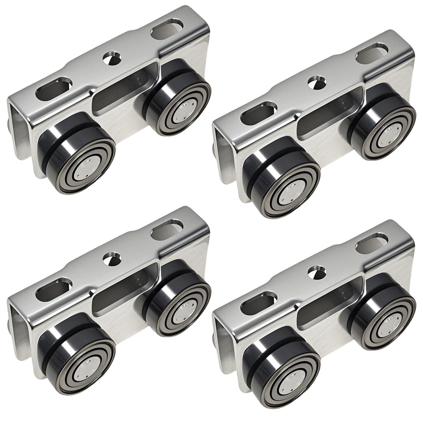 YOVXKAN 4 Wheel Trolley Assembly Rollers, Upgraded Load & Stable Silent Roller Trolley Compatible with 1-5/8" Wide and Taller Strut Channel, P1000/ P5000 Series (Silver 4 Pack)