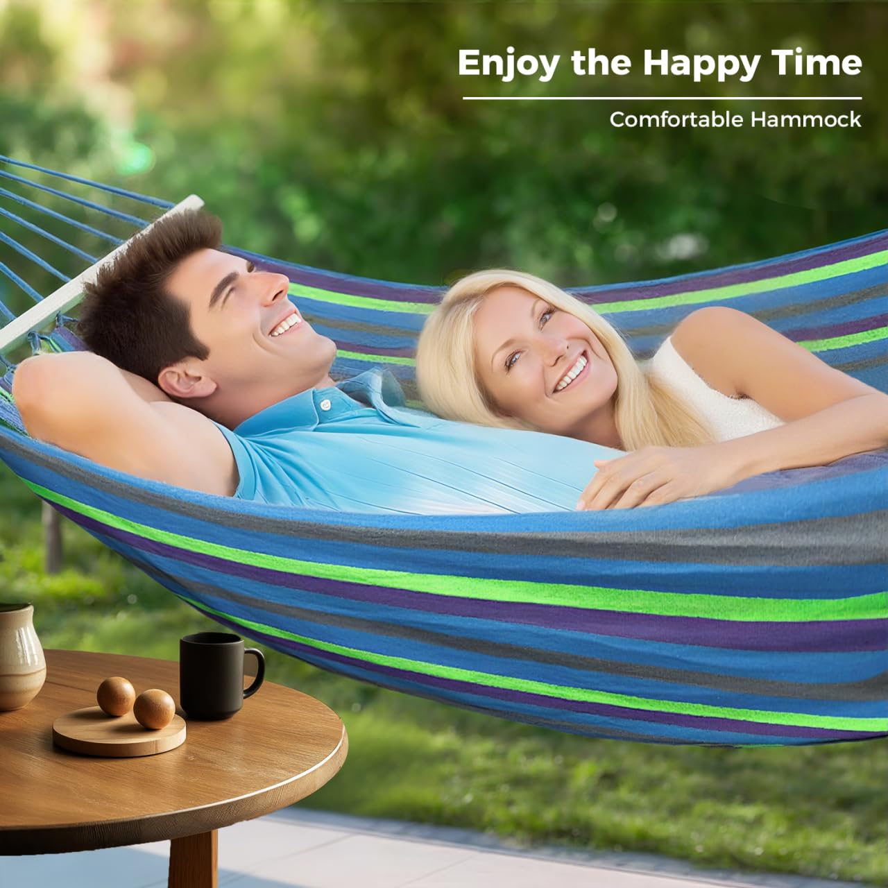 Haibro Brazilian Double Camping Hammock -Upgraded Thickened 320G Durable Canvas Fabric 2 Person Hammocks Swing with Anti Roll Beam, Tree Straps, Carabiners for Beach, Backpacking, Yard, Outdoor Indoor