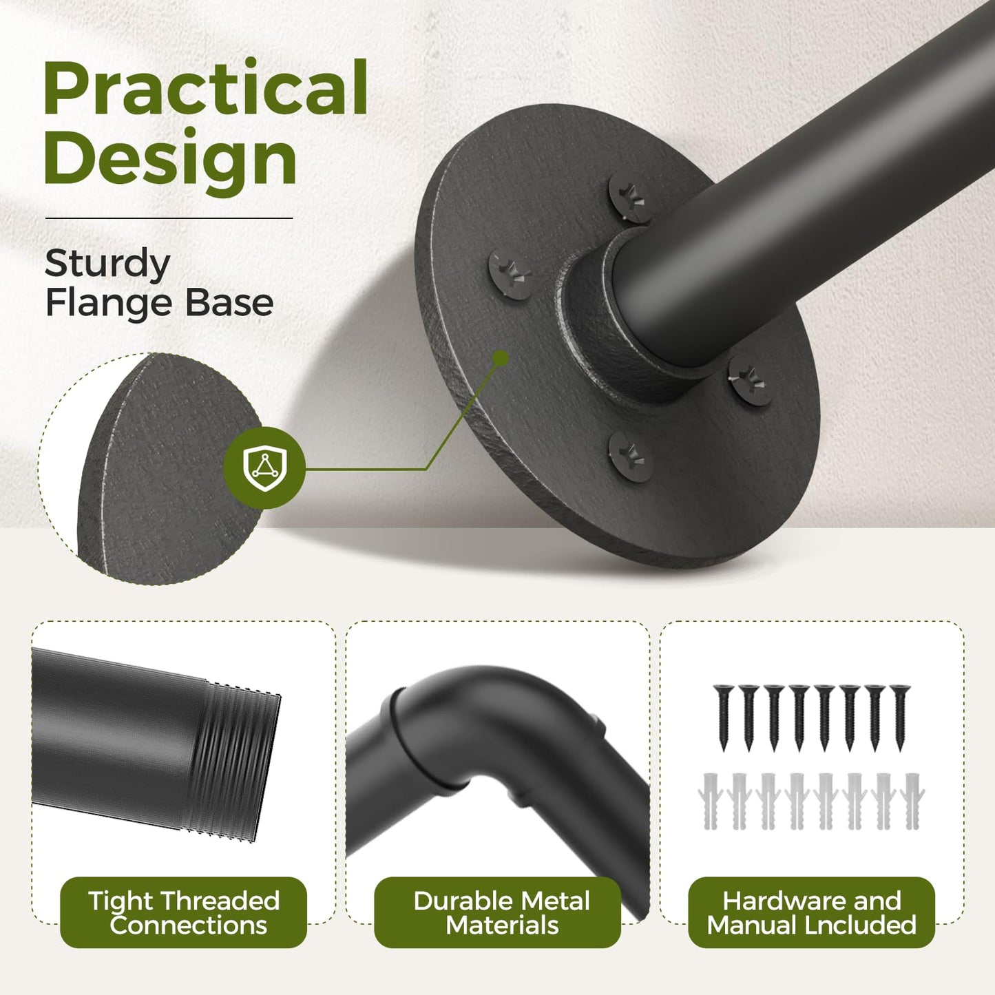 Bamworld Hanging Planters 2PCS for Indoor Plants Hanging Plant Holder Plant Hanger Indoor Ceiling Window Plant Shelves Wall Mount Black Metal Rod(Pot&Plant Not Included)
