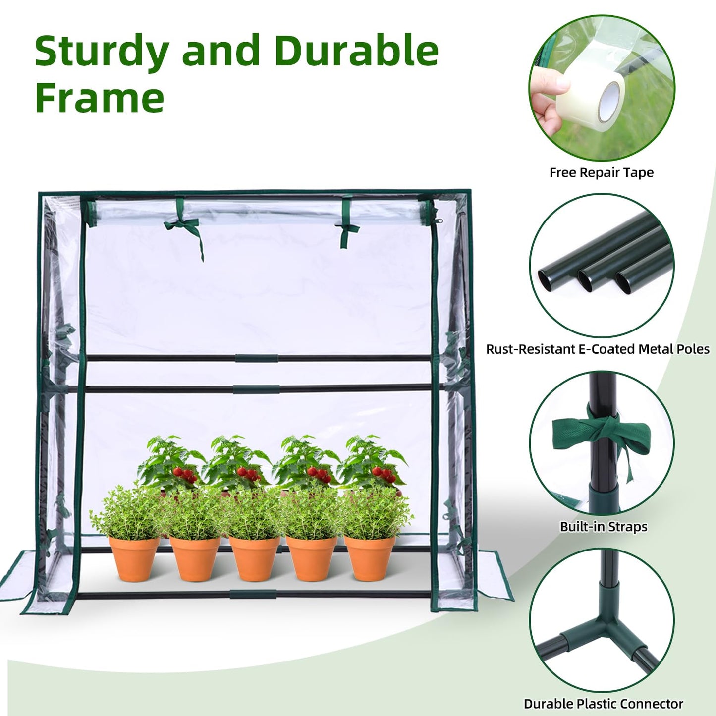 Ohuhu Mini Greenhouse for Indoor Outdoor, 36"x18"x33" Portable Seed Starter Greenhouse with Waterproof Pad, Heavy-Duty PVC Cover, Zippered Door for Small Plants Germination, Nursery