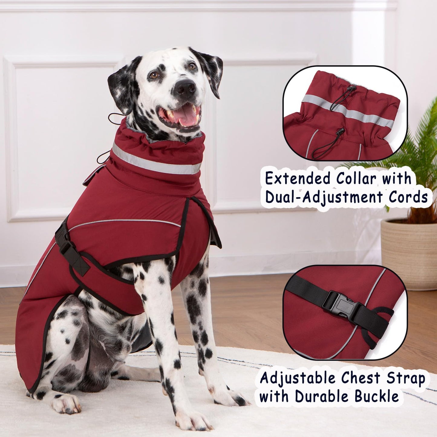 Axcimond Dog Coat Winter Jacket Waterproof Reflective Coats for Small Medium Large Dogs Puffer Jacket Warm Dog Fleece Vest Manteau Chien Dogs Snowsuit Furry Collar Winter Coat Cold Weather Walking