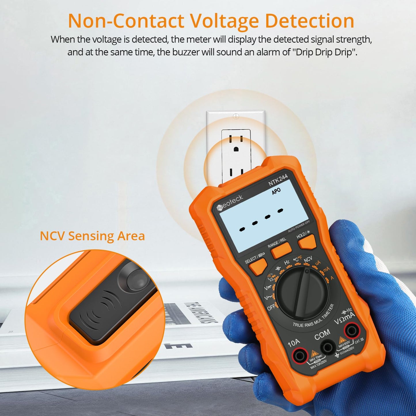 Neoteck 6000 Counts Digital Multimeter with NCV and TRMS Auto Range Multimeter for AC/DC Voltage & Current, Resistance,Capacitance,Frequency,Temperature,Duty Ratio,Continuity Voltmeter for Car Circuit