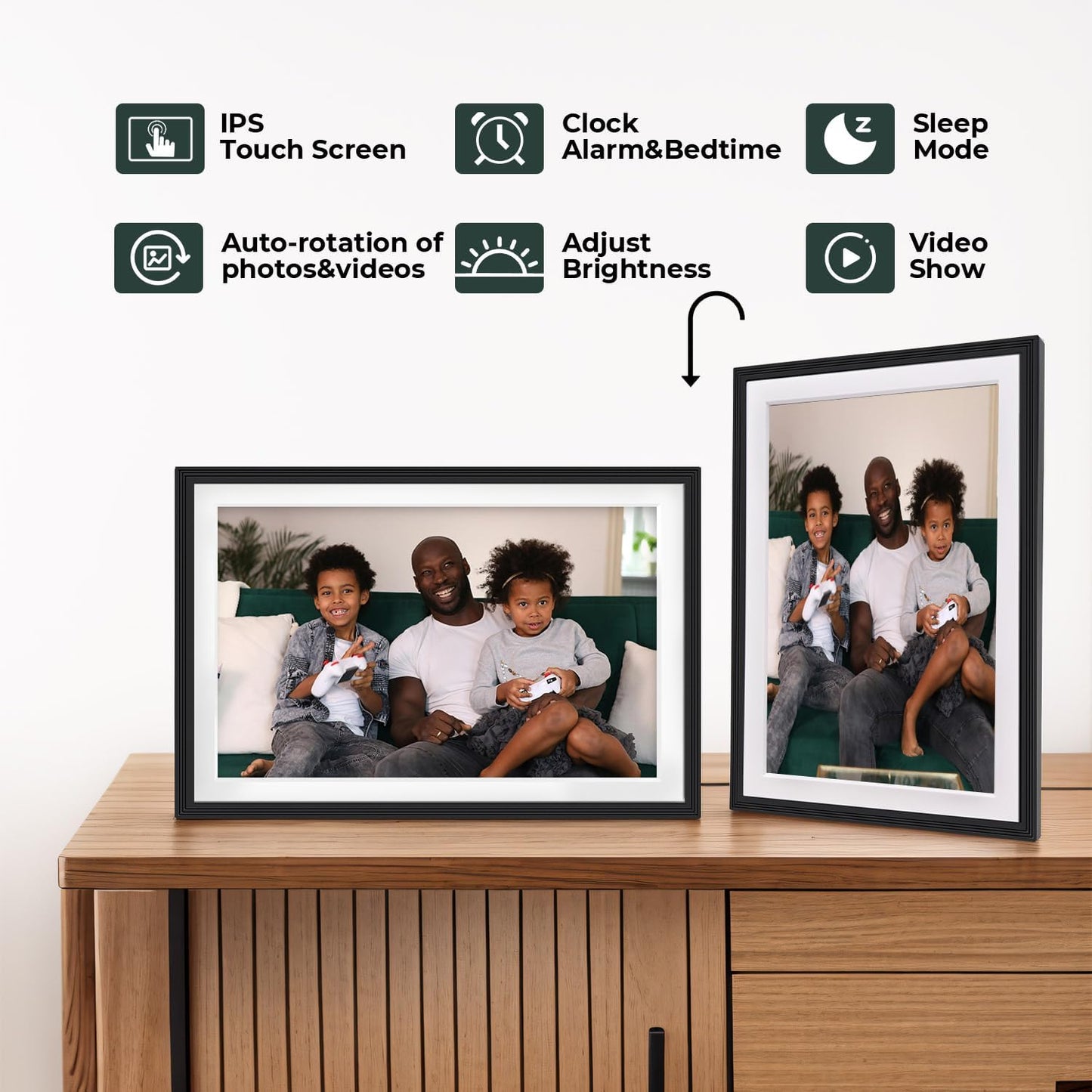 10.1" Digital Google Calendar:Chore Chart and Planner for Family Schedules|Picture Frame with Anti-Glare Touchscreen|Wall-Mount or Desktop|Google Voice Assistant,Home Hub,App Store|Li-Battery&Speakers