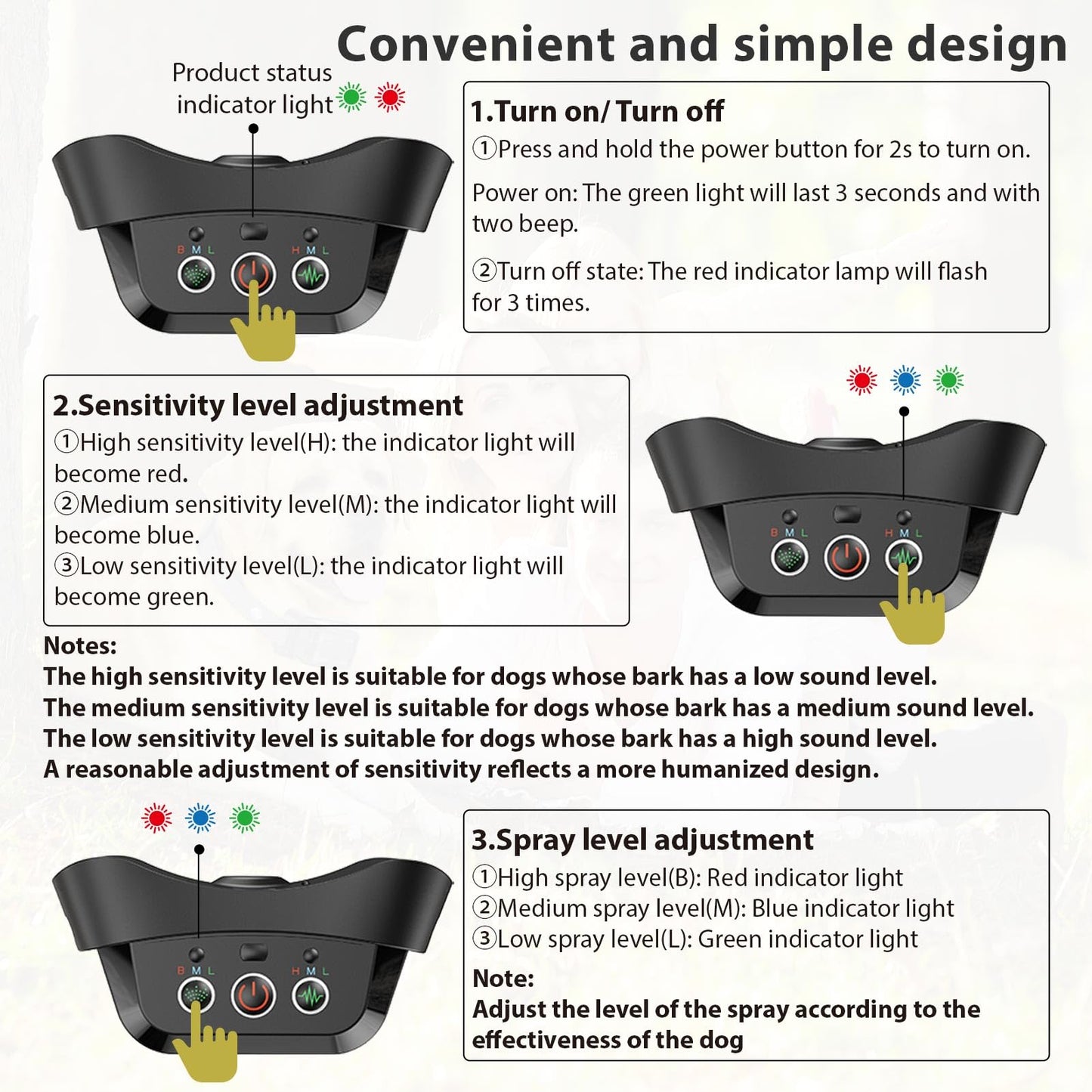Citronella Bark Collar [No Citronella Refill] Citronella Dog Collar, Level 3 Sensitivity Adjustable Citronella Dog Bark Collar, Safer Anti Barking Control Spray Collar for L/M/S Dogs