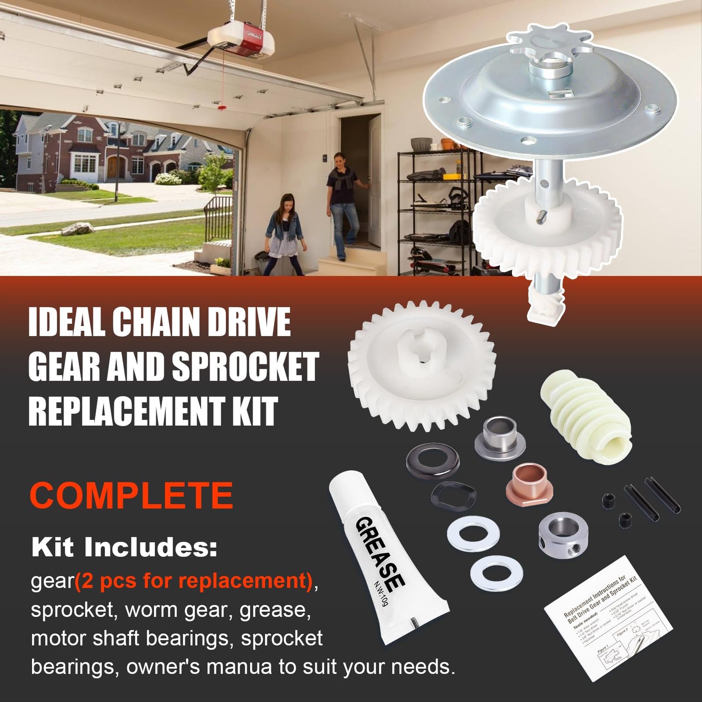 New- 41C4220A Gear and Sprocket Kit Compatible with Liftmaster with 41A2817 Garage Door Gears, Garage Door Openers Gear Replacements Kit, Replace for Chamberlain, Craftsman Chain Drive Models