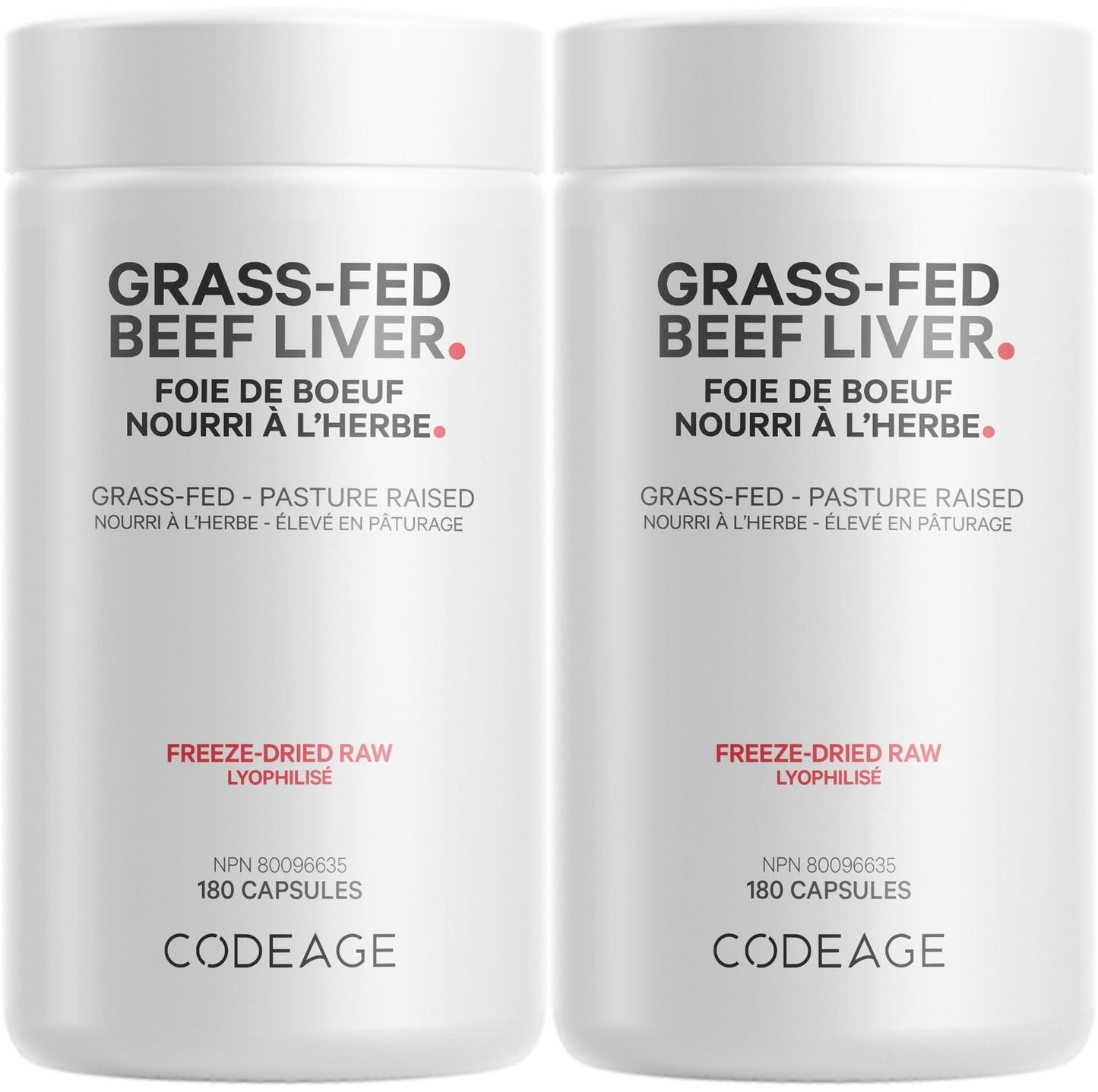 Codeage Grass Fed Beef Liver Supplement - Freeze Dried, Non-Defatted, Desiccated Beef Liver Glandulars Bovine Pills - Liver Health Foods Meat - Argentina Beef Vitamins For Liver - Non-GMO - (2 Pack)