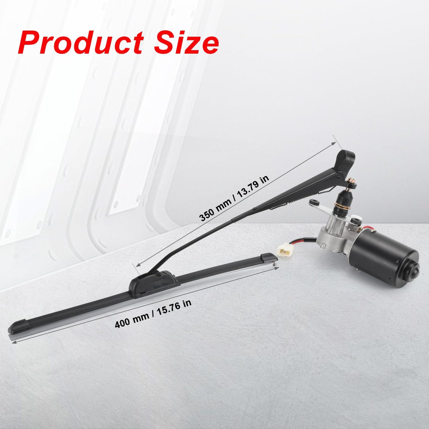 OFIG Electric UTV Windshield Wiper Kit, Universal 12V UTV Electric Windshield Wiper Motor Kit Compatible with Polaris RZR Ranger Mule Teryx, 16" Windshield Wiper Blade, 90 Degree Wipe Motor