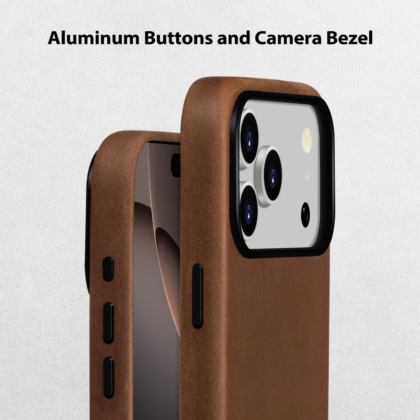 Belemay Handcrafted Crazy Horse Leather Case for iPhone 17 Pro Max, Compatible with MagSafe, Vintage Aesthetic, Two-Tone Effect, Unique Patina, Camera Control Button Coverage (6.9"), Vintage Brown