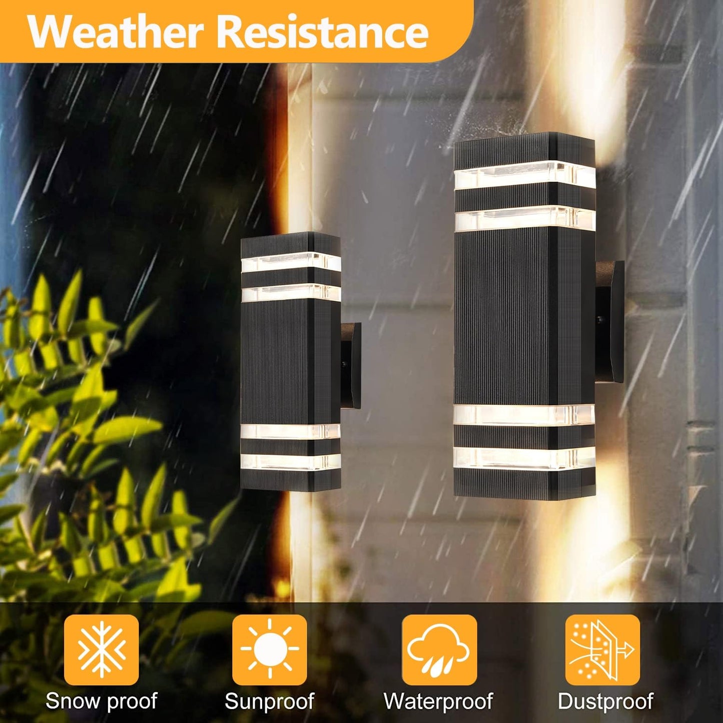 OUTKEIEI 4-Pack Outdoor Wall Lights, LED Modern Black Exterior Light Wall Mount, Simple Aluminum Waterproof Porch Wall Sconces for Outside House Garage Garden