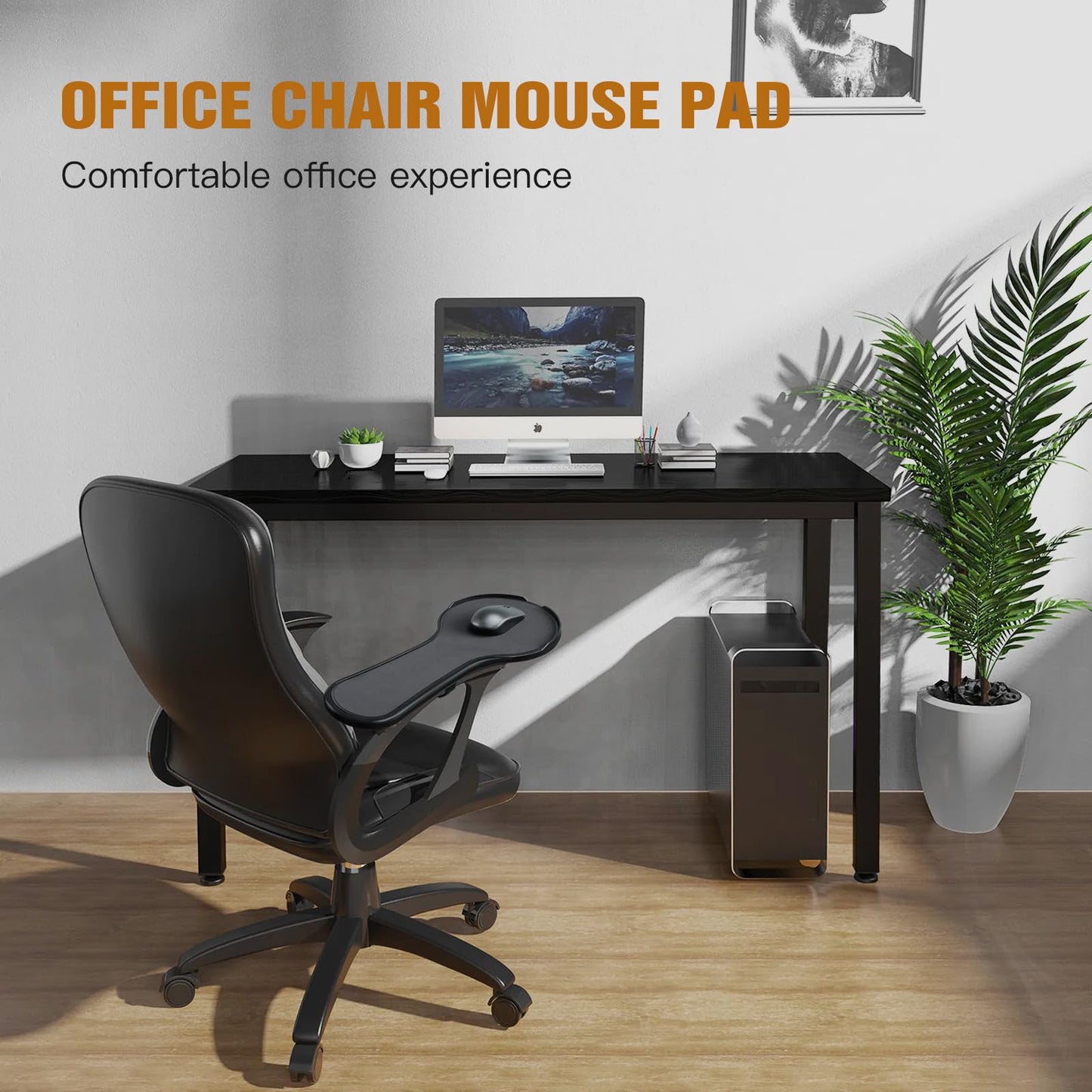 YuPinDiZu Ergonomic Adjustable Arm Rest Mouse pad for Chair, Mouse Extension Platform Tray with Mouse Baffle to Prevent Falling, Attaches to Chair, Black (Black（YYLL8326）)