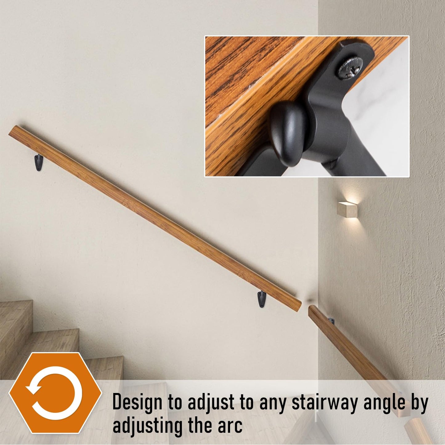 HOME MASTER HARDWARE Heavy Duty Decorative Handrail Bracket Matte Black 6 Pack (Matte Black)