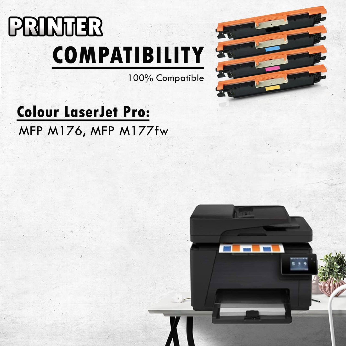 1 Set of 4 Inkfirst Compatible Toner Cartridges Replacement for HP CF350A CF351A CF352A CF353A 130A Color LaserJet Pro MFP M177fw M176 Black Cyan Magenta Yellow