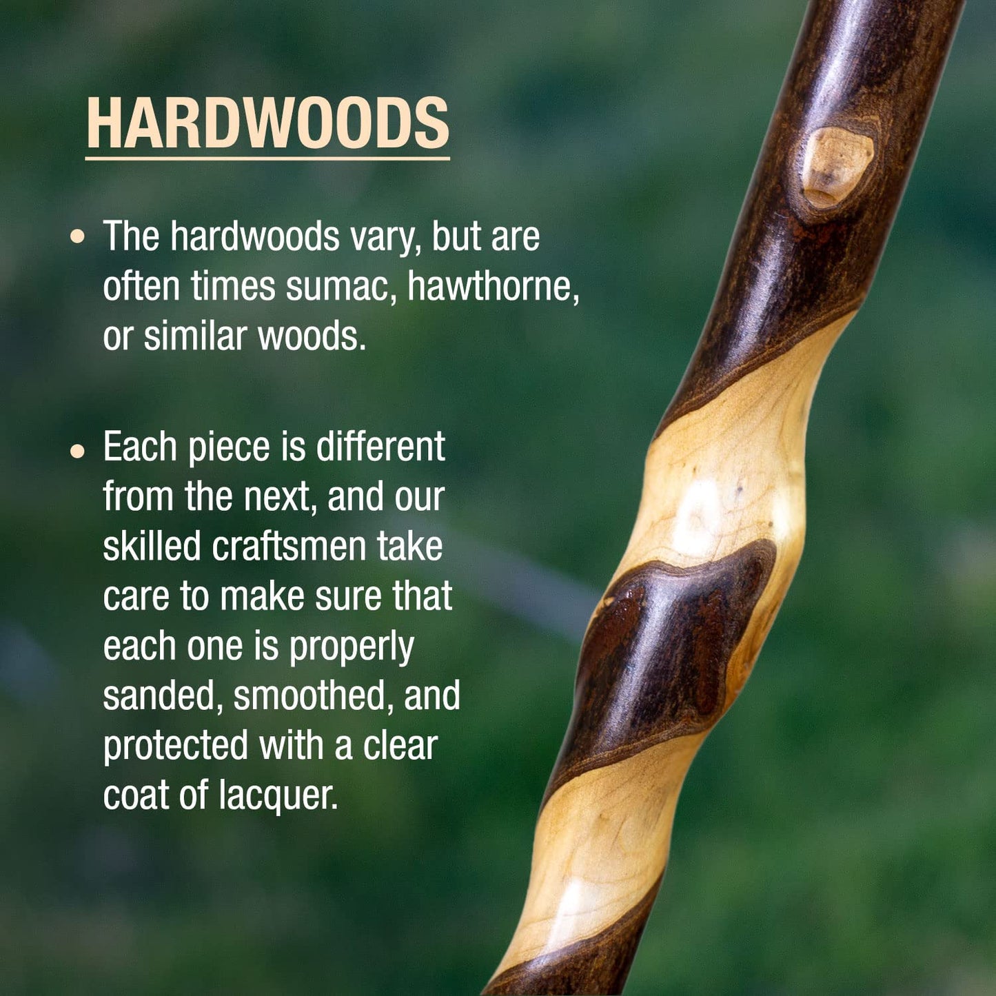 Brazos Handcrafted Wood Walking Cane, Twisted Hardwood, Wenge Style Handle, for Men & Women, Made in The USA, 34"