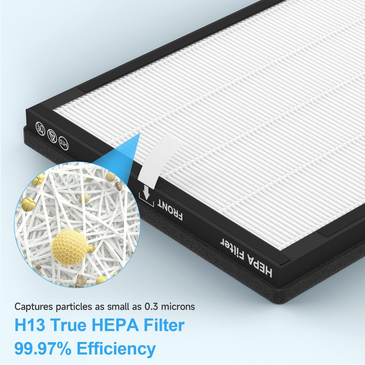 MK-AP01 Replacement Filter Compatible with TER Air MK-AP01 Air Purifier, Double-Sided Filters for Home Large Room up to 3000sq.ft with Washable Pre-filter, 4 Pack