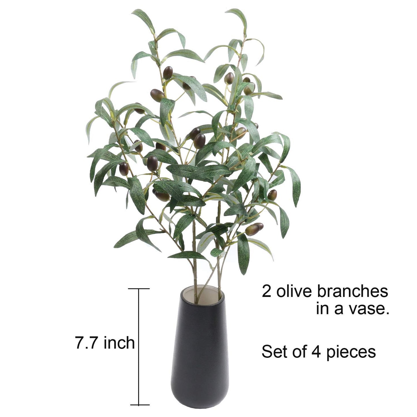 SHACOS Artificial Olive Branches with Fruits Set of 4 Fake Greenery Branches 28 inch Long Olive Stem Plant for Home Wedding Decor (4, 28 inch)