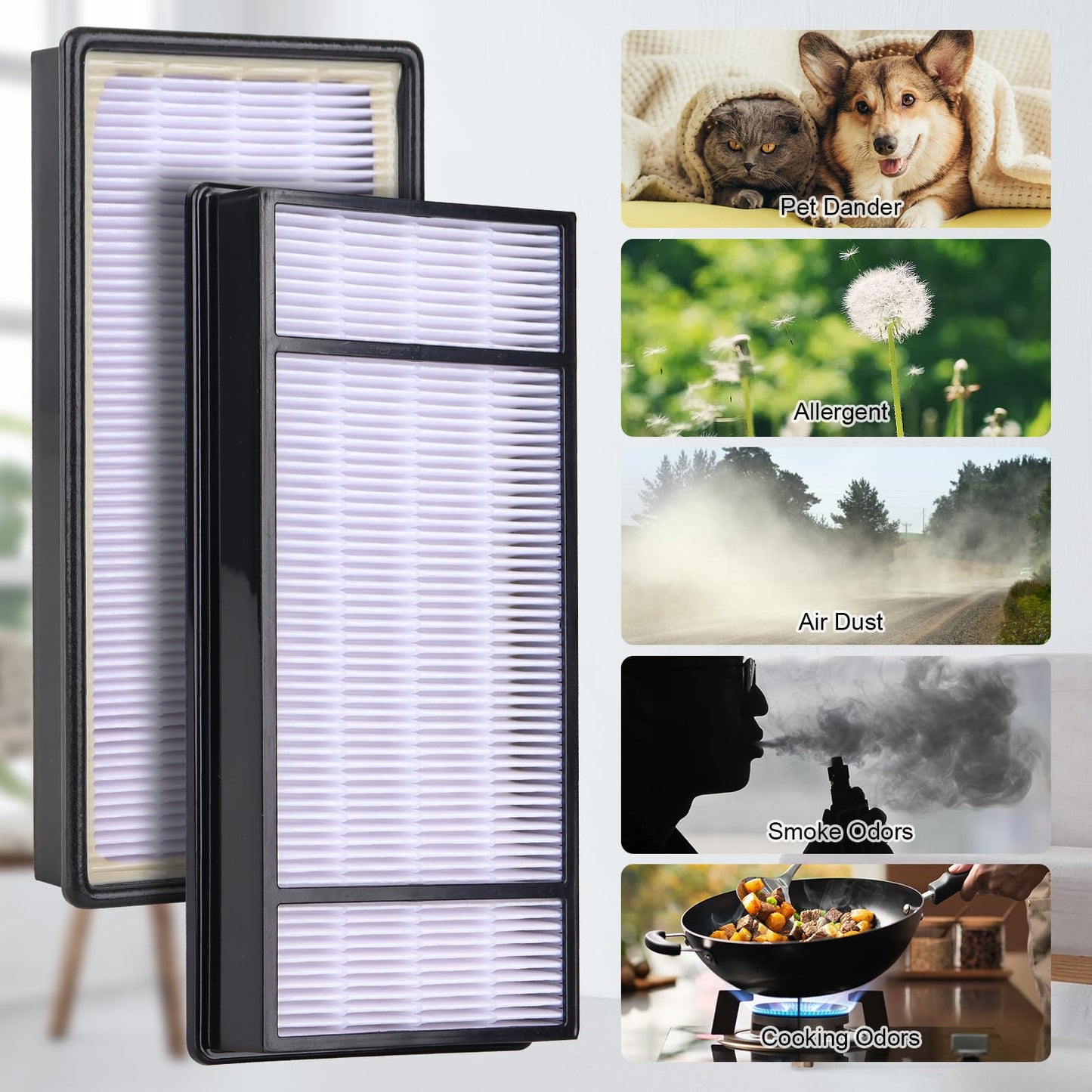 True HEPA Replacement Filter H Compatible with Honeywell HRF-H1 HRF-H2 Replacement for Honeywell Air Purifiers Model HPA050 HPA060 HPA150 HPA160 HHT055 HHT155 (4 Filter+10 Carbon)
