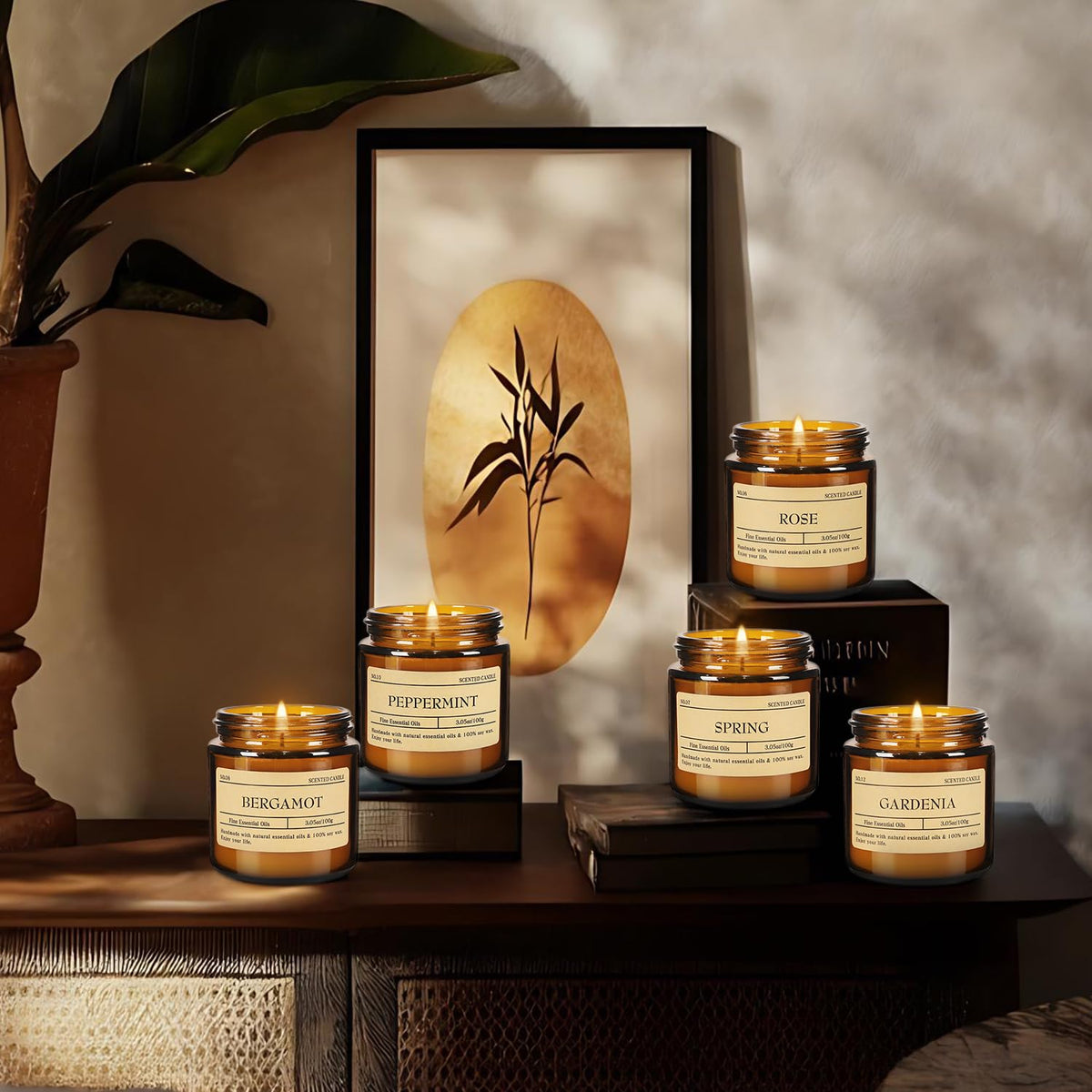 CLTNIKET 24-Pack 3.5oz Amber Jar Scented Candles Set - Natural Soy Wax & Essential Oils Aromatherapy Candles for Mother's Day, Yoga, Home Scene & Gatherings