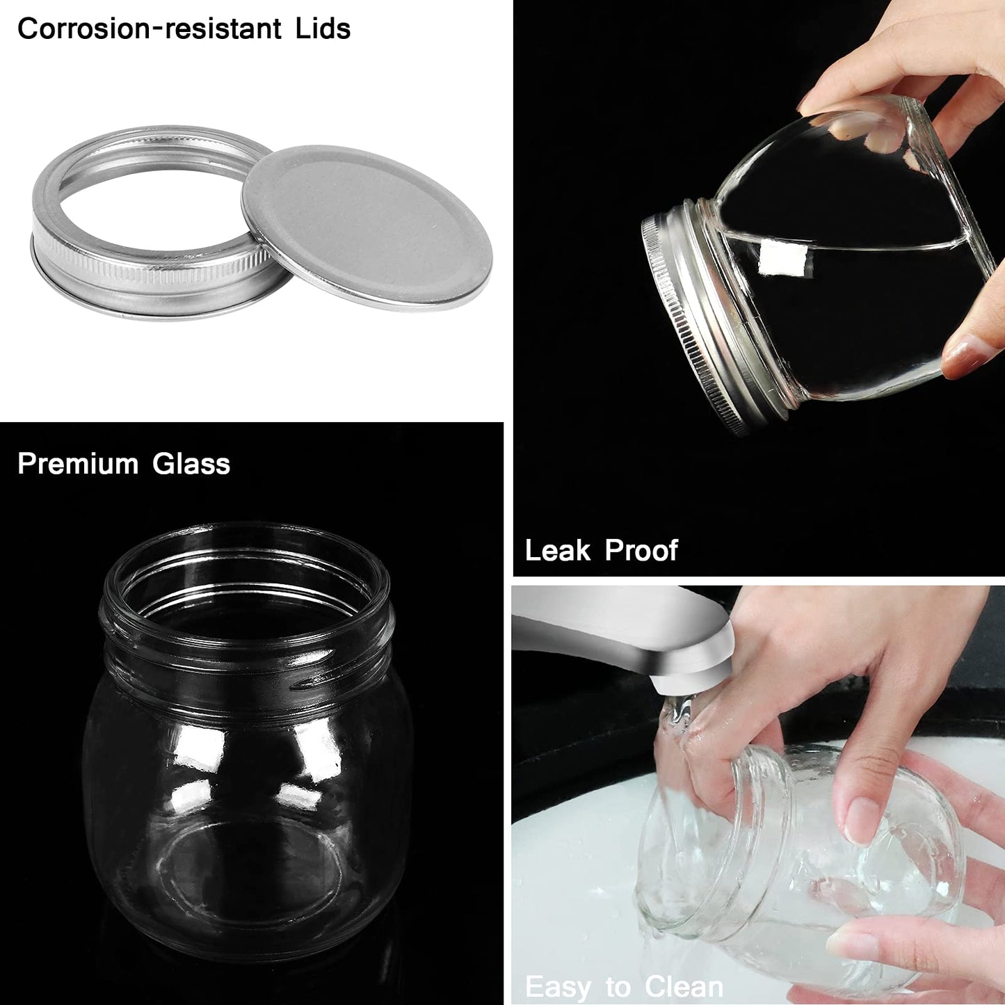 10 oz Glass Mason Jars, 24 Pack 300ml Canning Jars with Regular Mouth Lids, Glass Jars Storage Containers for Overnight Oats, Jam, Jelly, Honey, Beans, Spice, Wedding Party Favors, Shower Favors
