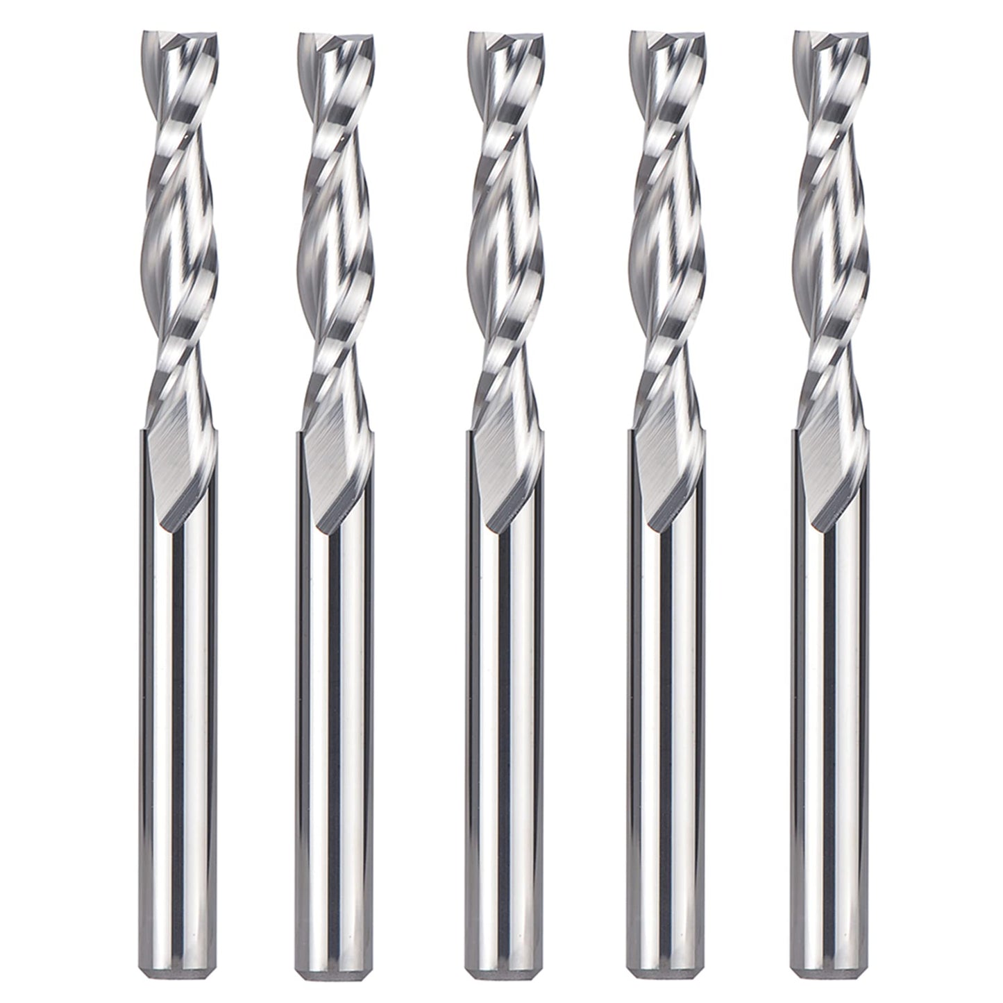 SpeTool 5PCS UP Cut Spiral Router Bits 1/4 Shank with 1/4 Inch Cutting Diameter ,1-1/4 Inch Cutting Length 3 Inch OVL,Tungsten Carbide CNC Upcut Router Bits Set for Woodworking Cutter