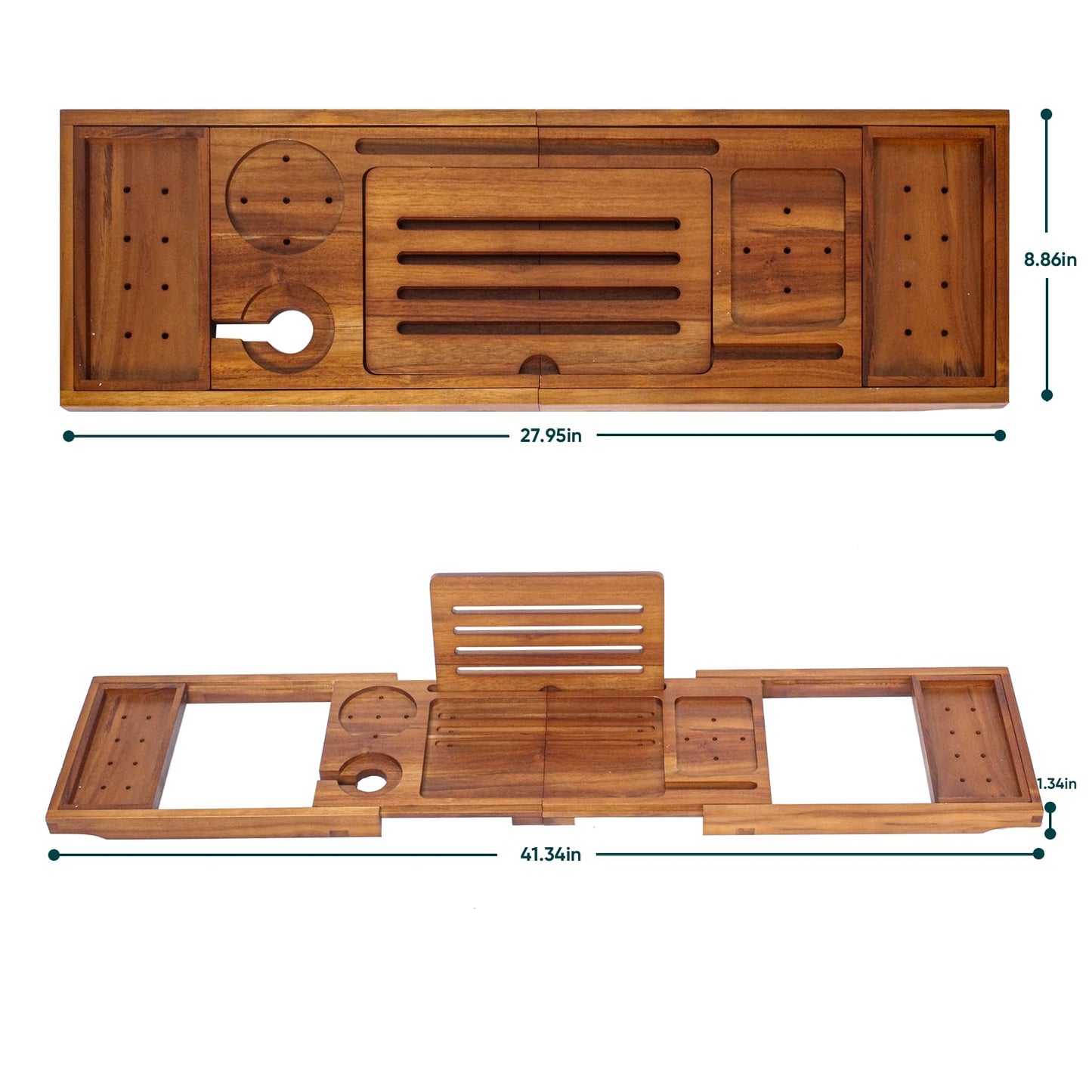 Premium Foldable Teak Bathtub Tray, Expandable Bath Tray for Tub, Luxury Bathtub & Bathroom Accessories