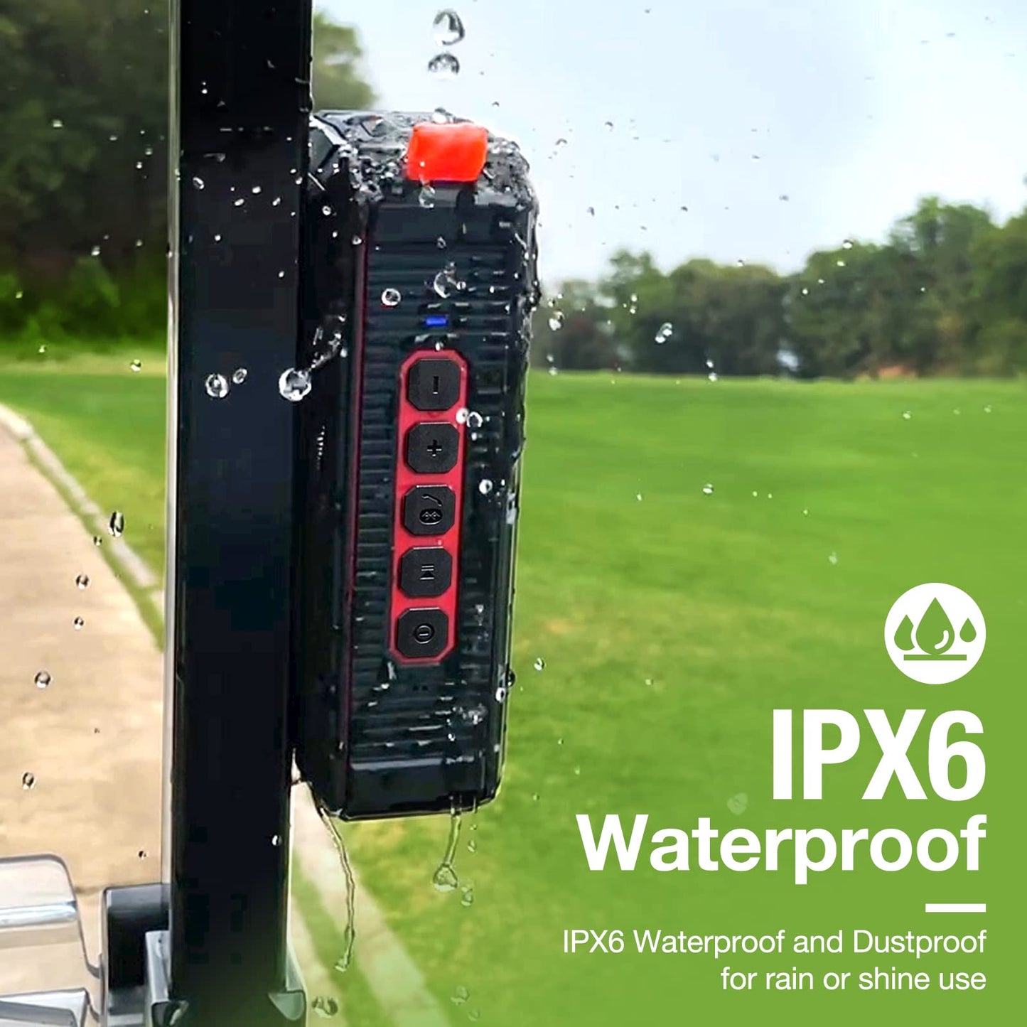 Dprofy Pro Portable Magnetic Bluetooth Golf Speaker - Wireless Waterproof IPX6/Shockproof 3rd Generation for Cart, 24 Hour Playtime, Accessories and Gifts (Black)