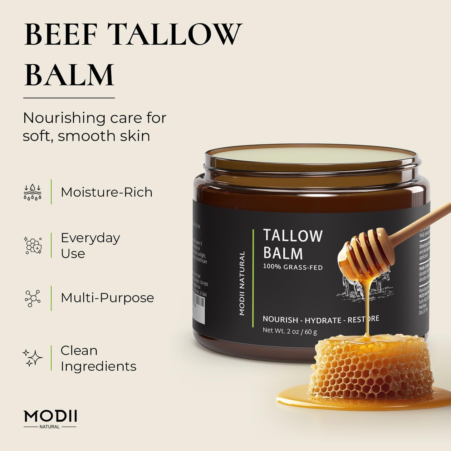 Beef Tallow Skincare Gift Set – 3-in-1 Bundle with 100% Grass-Fed Tallow Balm, Whipped Tallow Moisturizer & Handmade Tallow Soap – Natural, Unscented, Nourishing – 60g Balm, 120g Cream, 120g Soap