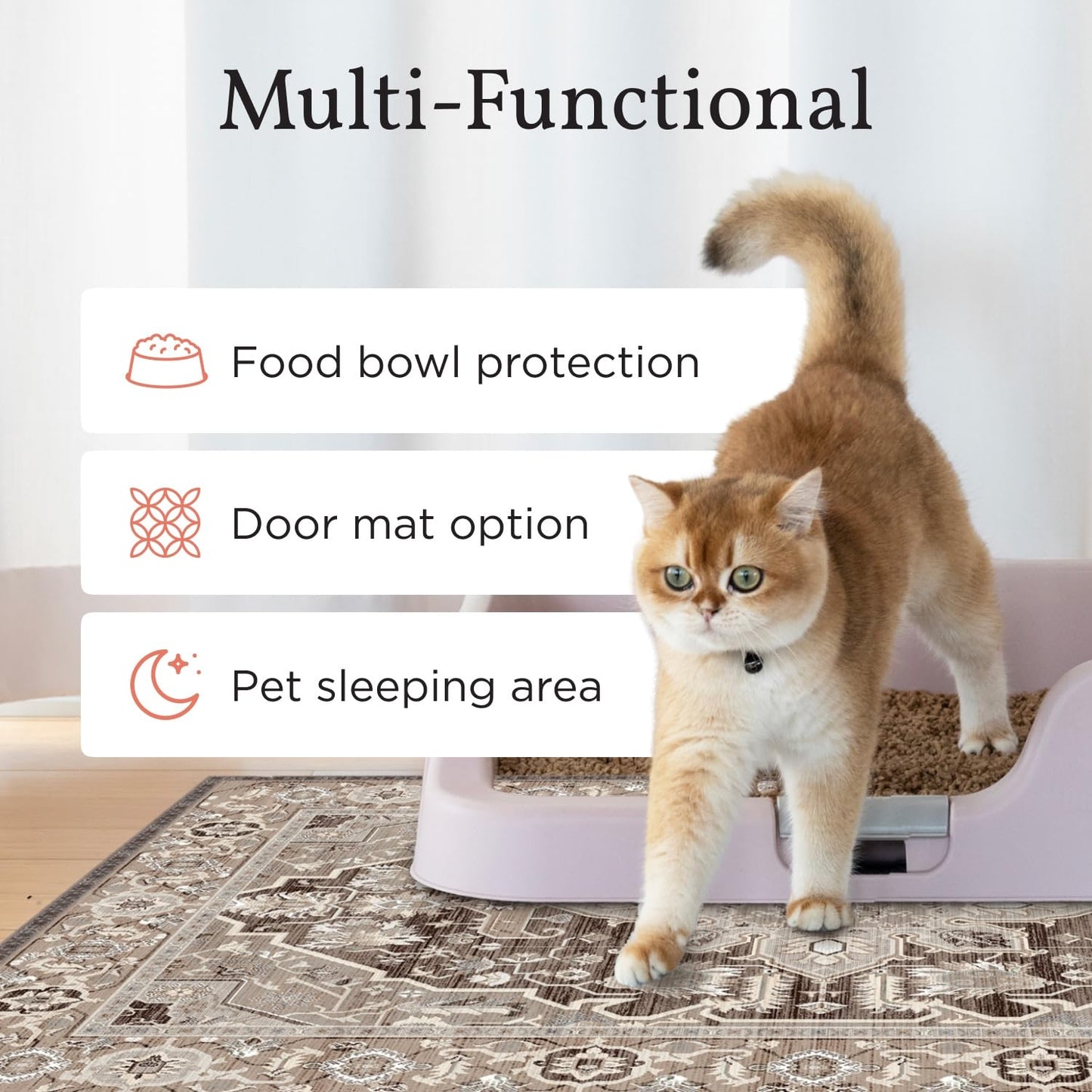 Lovewag Cat Litter Mat 2 Pack - Large 36x48 Machine Washable Easy Clean Non-Slip Waterproof Trapping Mats for Cats - (Marmalade Sunshine)