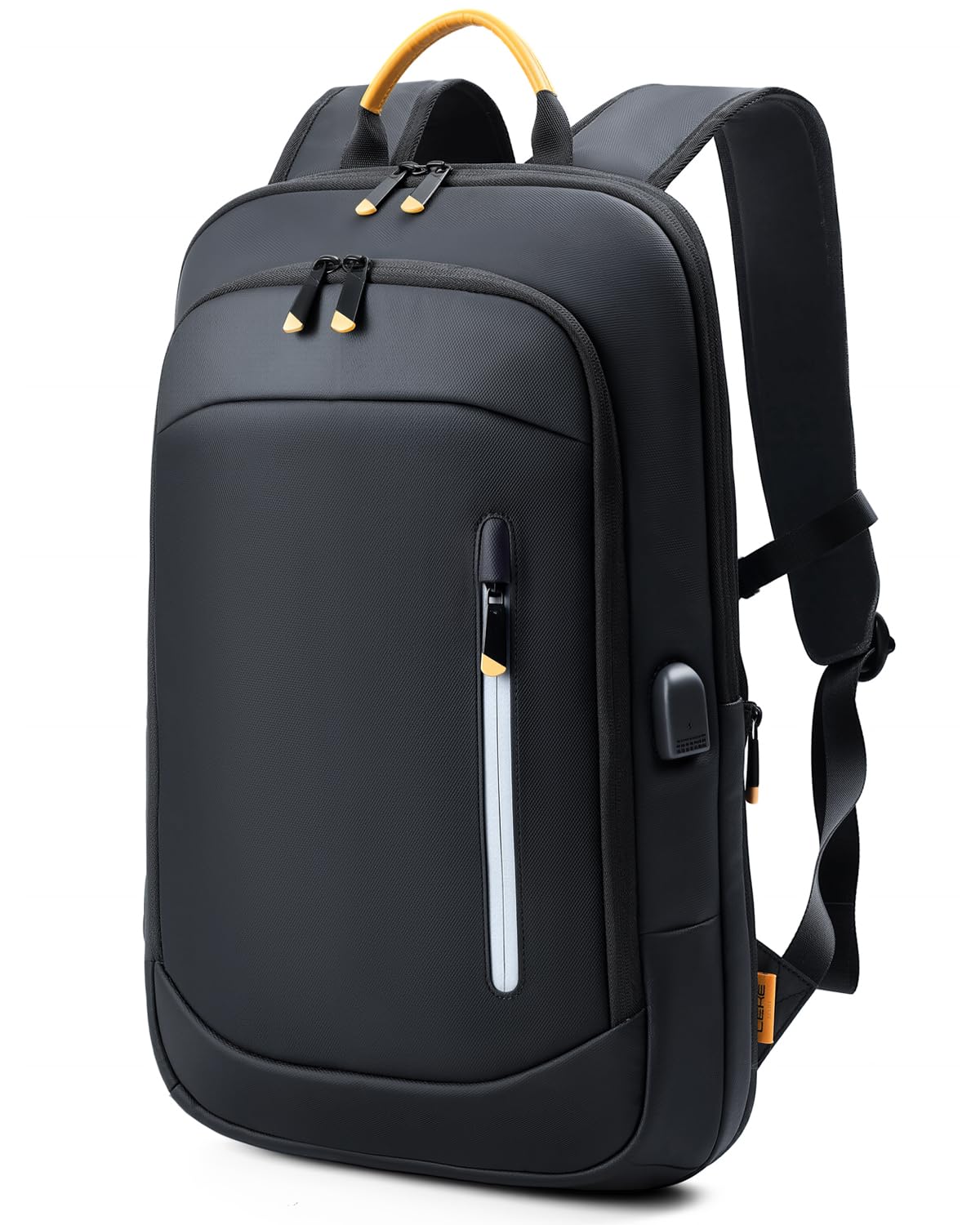 Slim Laptop Backpack for Men - Expandable Business Backpack Fits 15.6 Inch Laptop, Anti Theft Work Backpack with USB Charging Port, Water Resistant Lightweight Computer Backpack for Work College,Black