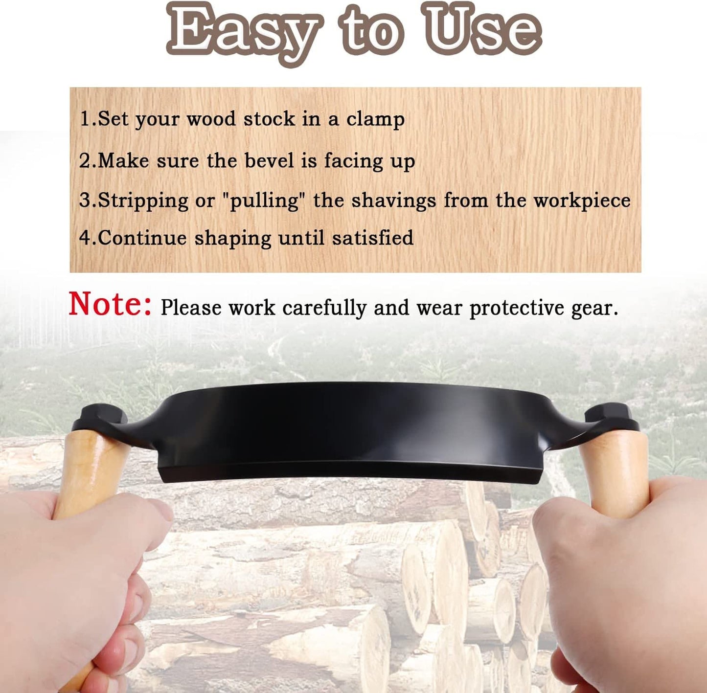 Draw Curved Shave Tool - 10in Woodworking Debarking Hand Tool, Ultra-Sharp Bark Knife with Wooden Handle