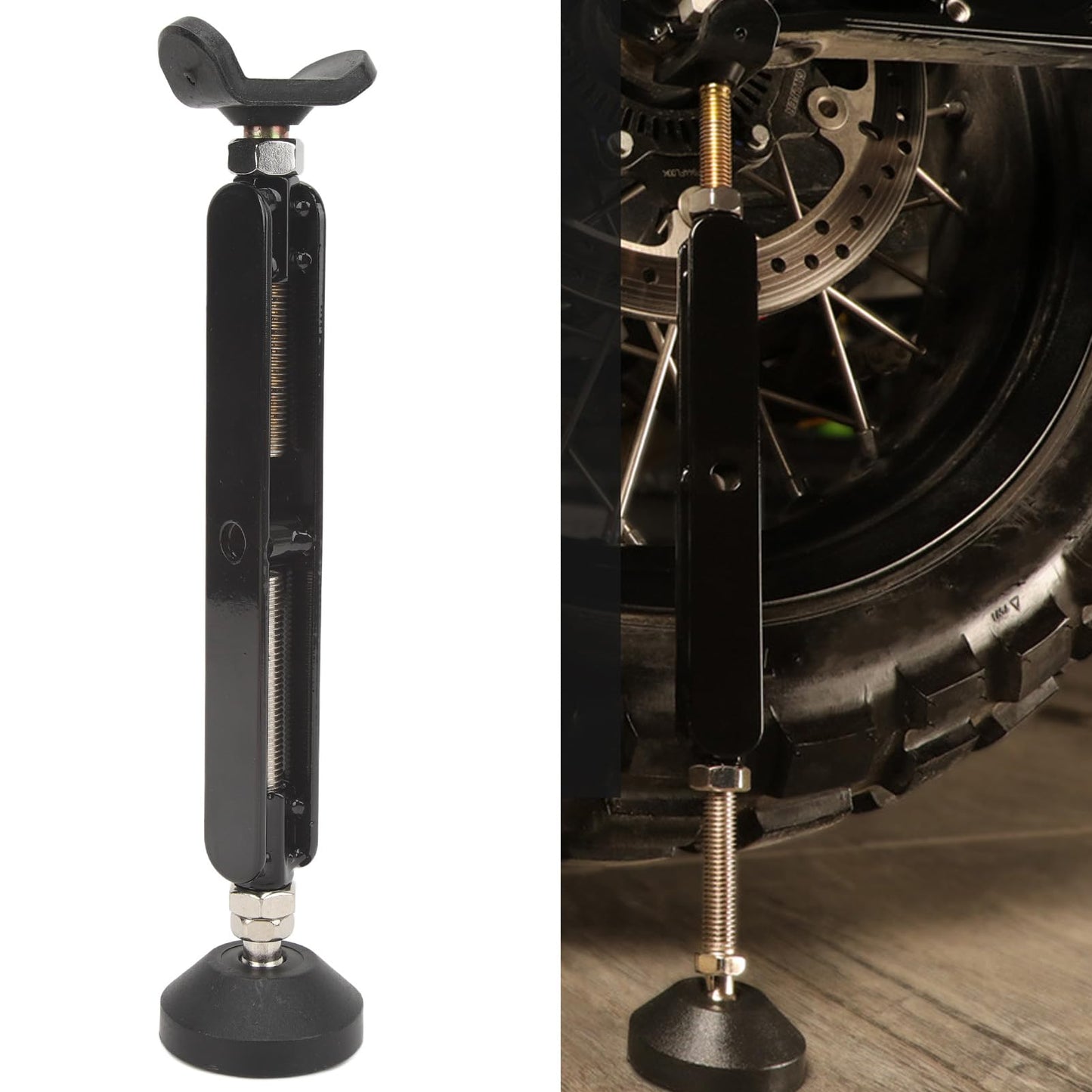 KIMISS Motorcycle Lift Stand, Universal Portable Wheel Lift Stand Strong 400kg Weight Bearing Adjustable Height Wheel Lift Stand with Brake Buckle