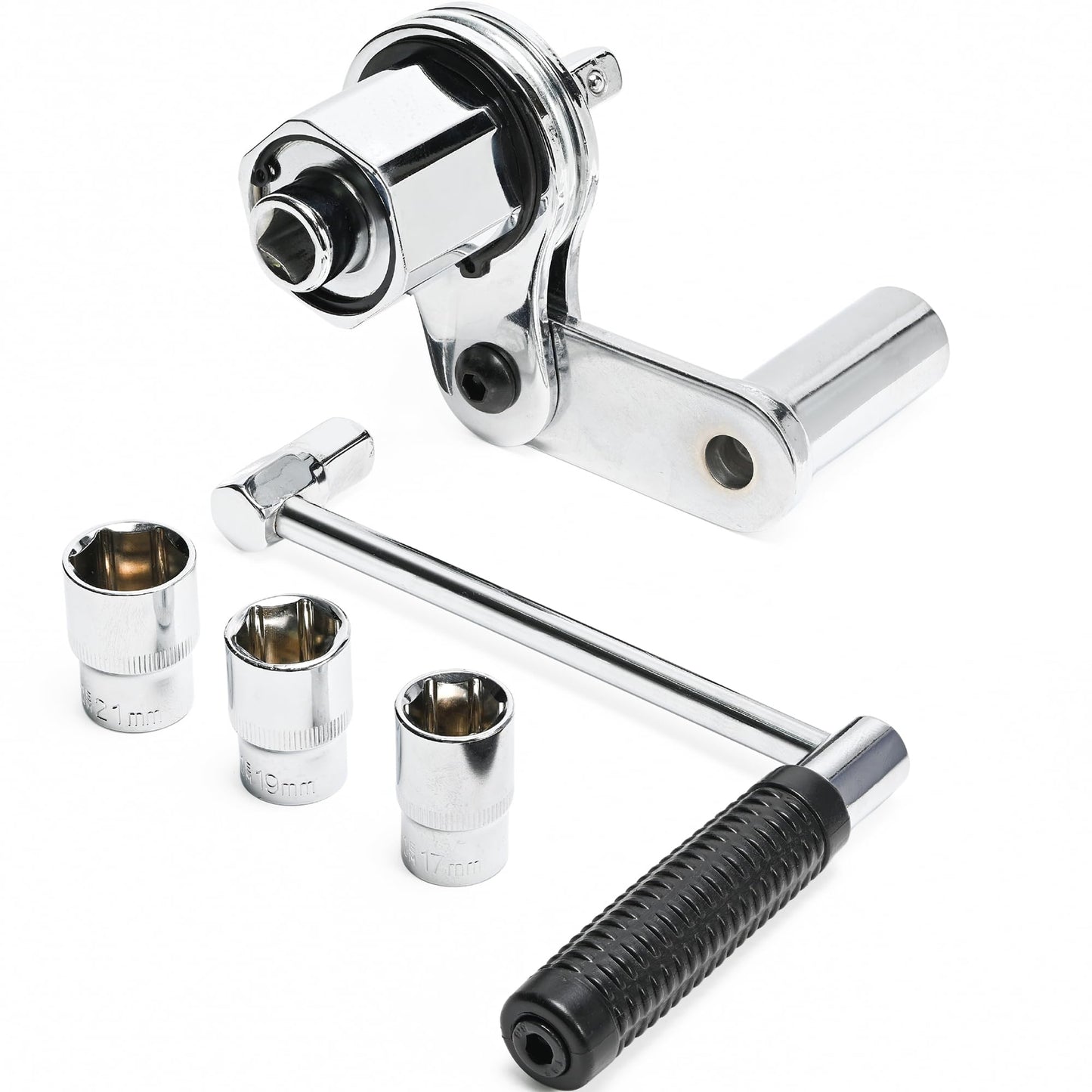 Torque Wrench, Portable Wrench Sockets Set, Lug Nut Remover, Multiplier Set 1/2” DR w/ 3 Sockets, Labor Saving Hand Lug Nut Wrench Kit (Max 680N/M, Upgraded 8-Point)