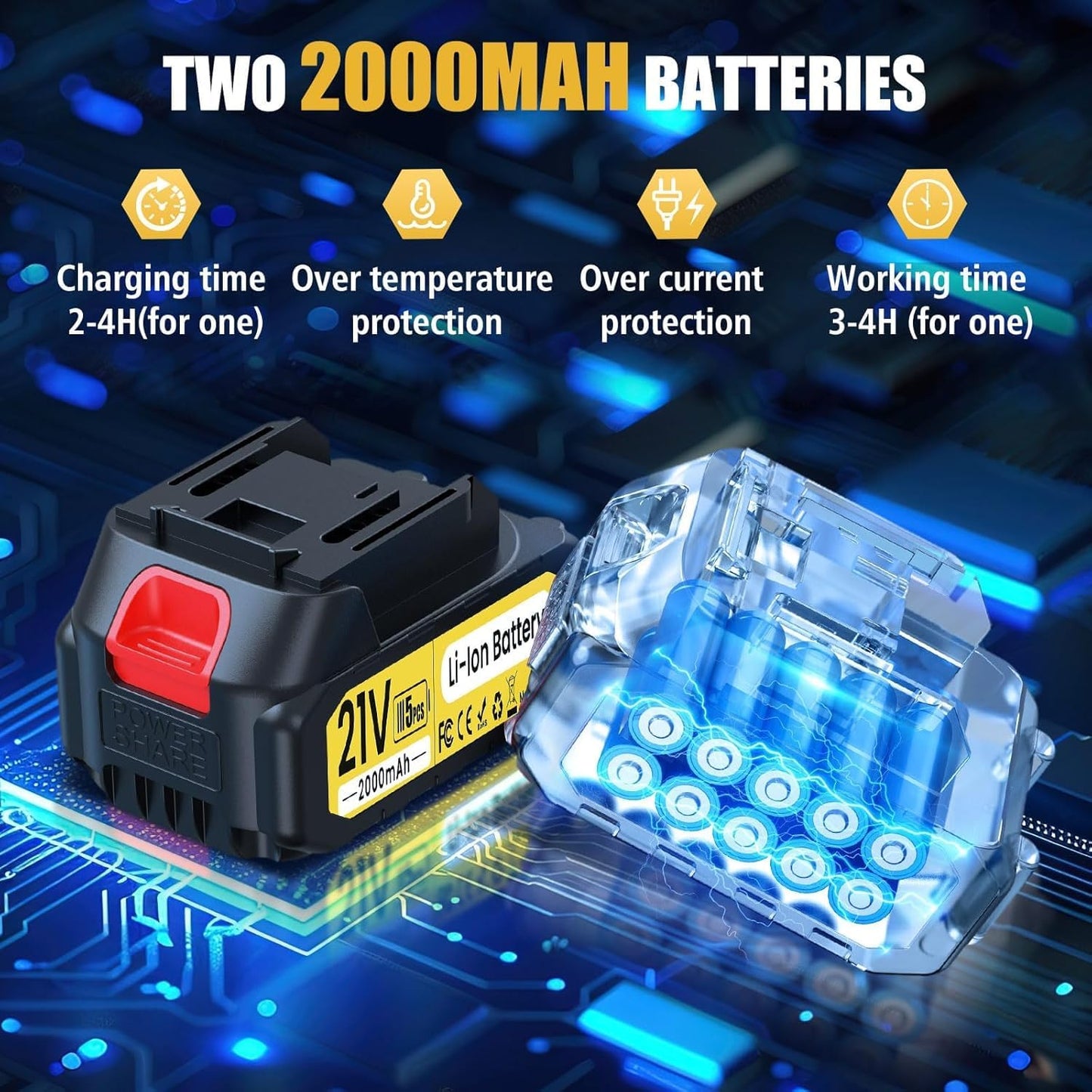 2-in-1 Cordless Electric Pruning Shears with 8FT Pole, Max Cutting Diameter 2 Inch, 21V 2 * 2Ah Battery Pruning Shears with LCD Display, 1000W Brushless Pole Pruner Garden for Tree, Branch Trimming