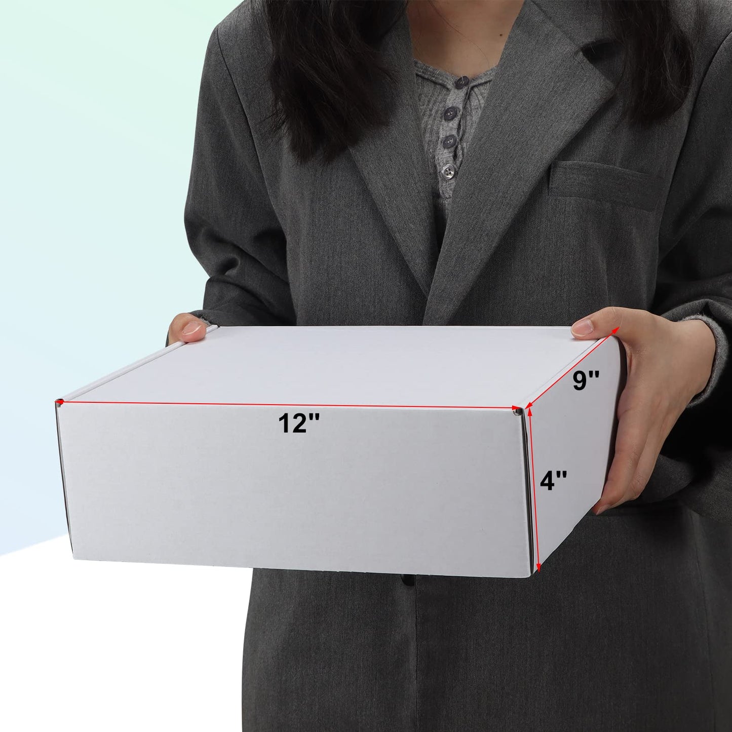 MEBRUDY 12x9x4 Shipping Boxes Pack of 20,White Literature Mailer Corrugated Cardboard Box for Small Business Mailing Packaging