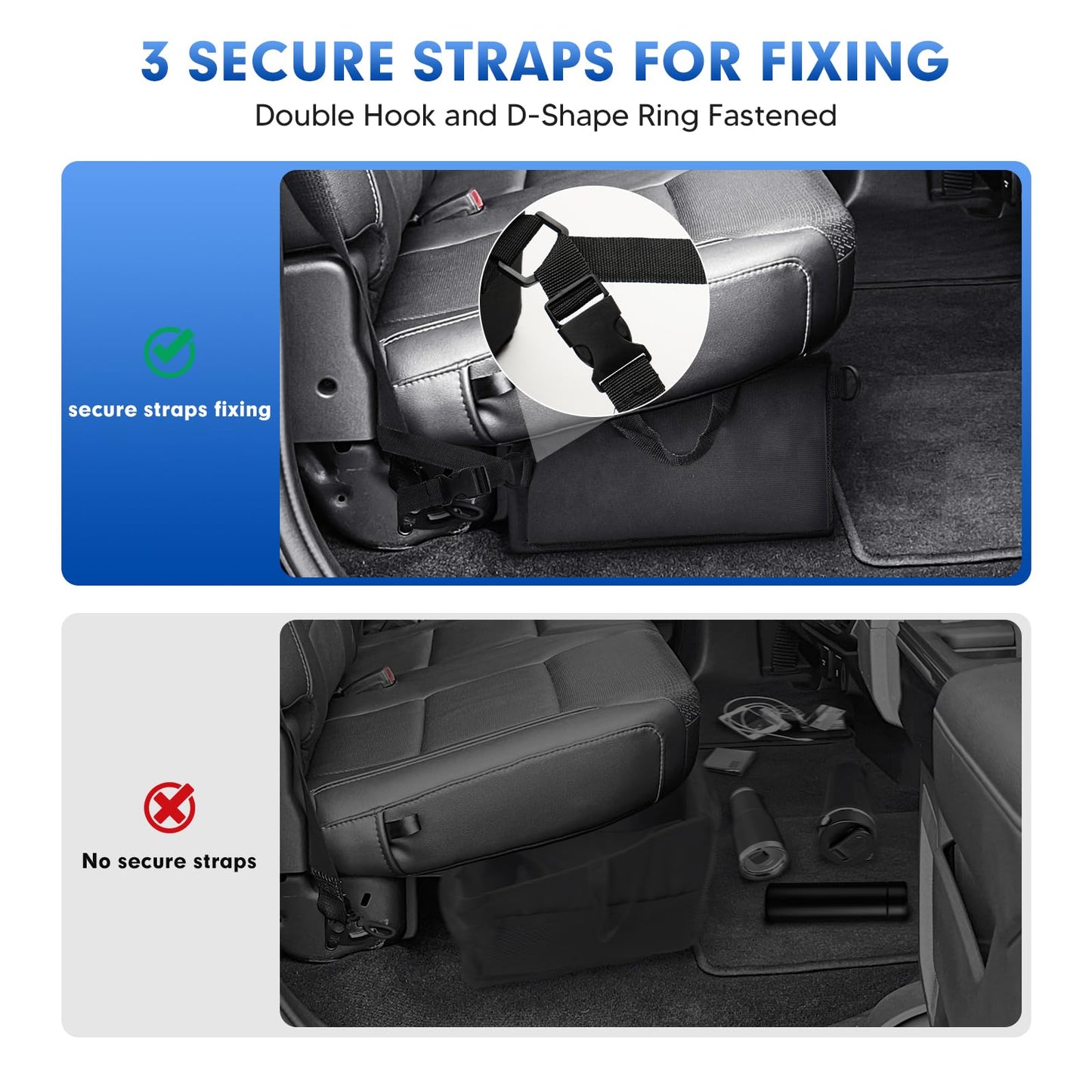 Detachable Under Seat Storage Box for 2019-2025 2026 Chevy Silverado/GMC Sierra 1500 2500HD 3500HD Crew Cab/Double Cab, Foldable Truck bed Organizer 2025 Silverado 1500 Accessories