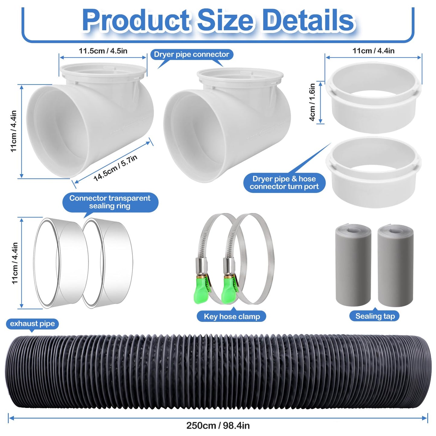Dryer Vent Hose for Tight Space,90 Degree Dryer Vent Elbow,Better Than Magnetic Dryer Vent Connector Kit,Dryer Vacuum Hose Attachment