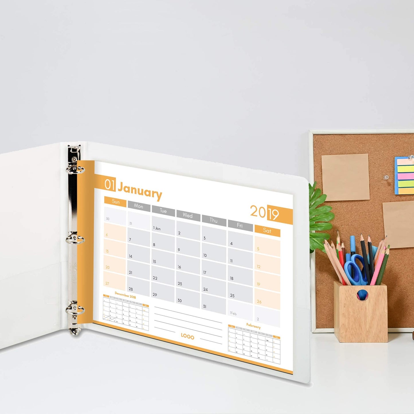 4 Pack of 8.5" X 11" Landscape View 3-Ring Binder 2 Inch Capacity Round Ring, White Horizontal Formatted with Clear Cover Pockets for Documents, Spreadsheets, Projects and More
