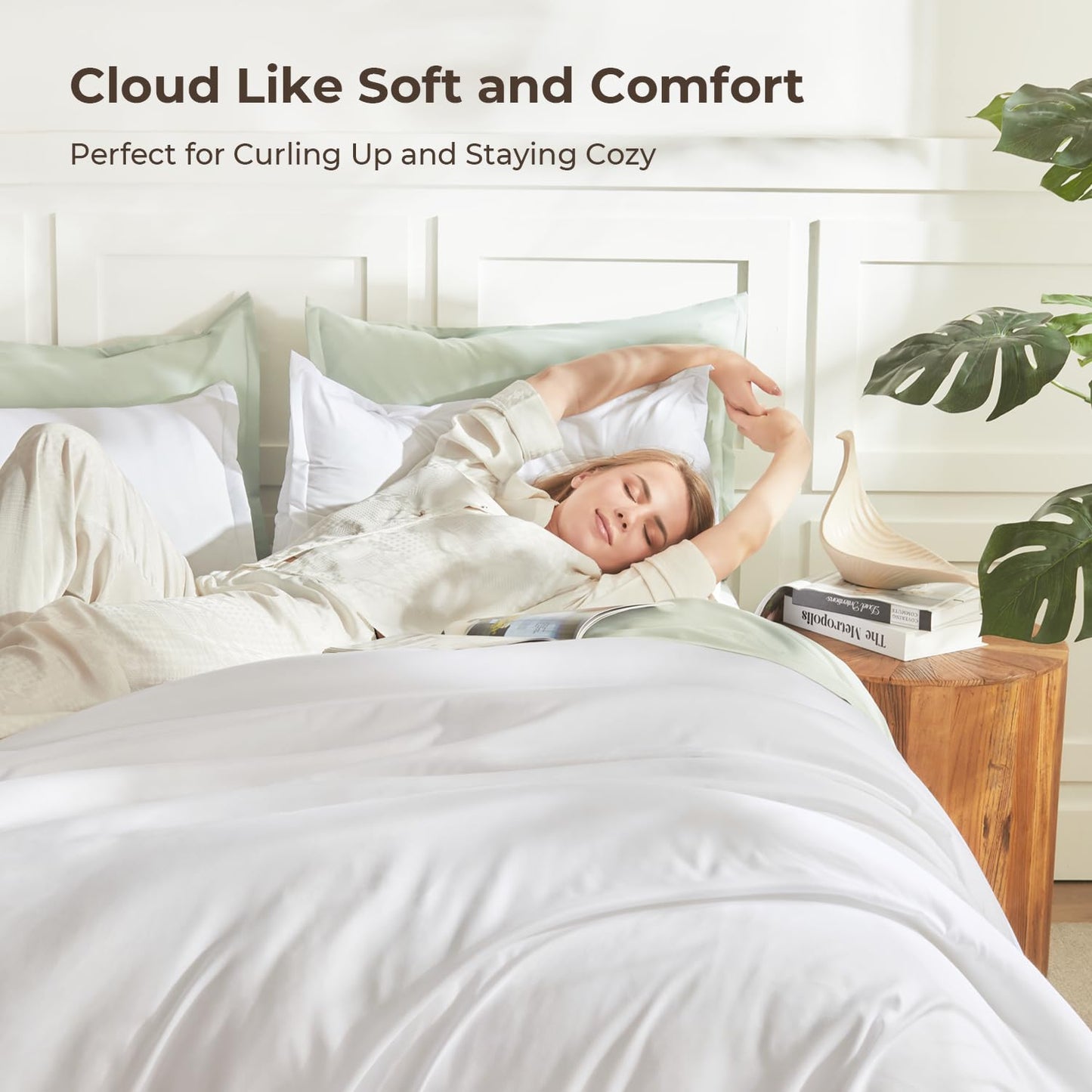 Litanika California King Comforter Set White - 3 Pieces Cal King Lightweight Soft Plain Bed Comforter, Oversized Down Alternative Bedding Set - Machine Washable (104x96In, 2 Pillowcases)
