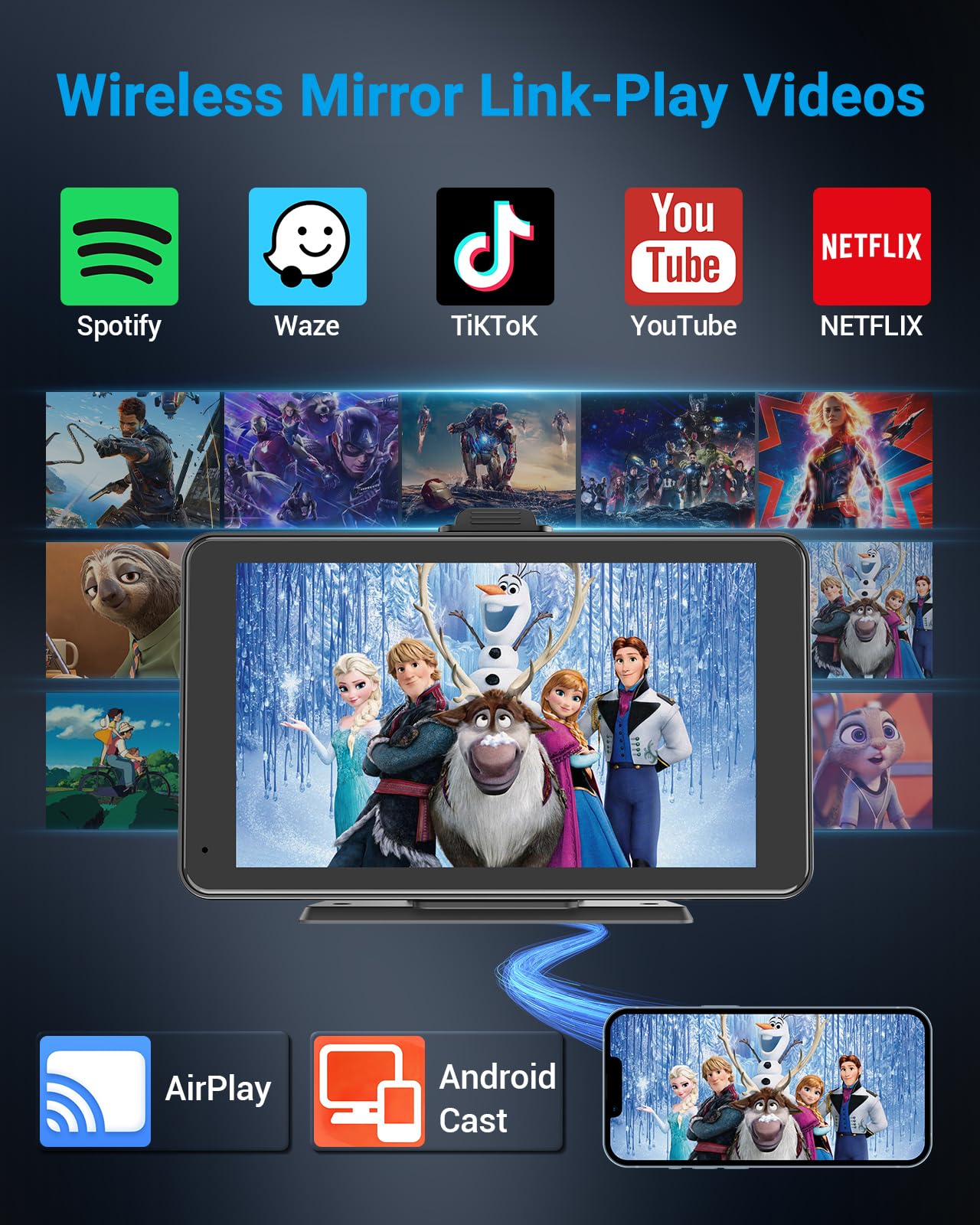 2024 Texpot Car Stereo With Apple CarPlay Android Auto, 7" HD Touchscreen Wireless CarPlay Screen, Bluetooth WiFi, Portable Car Radio, Live Navigation, Mirror Link, AUX/FM, Voice Control