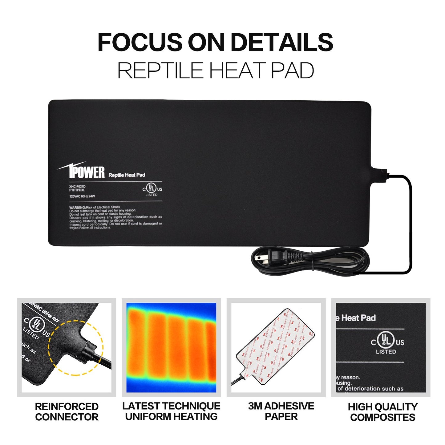 iPower 8 by 18-Inch 24 Watt Reptile Heat Pad Under Tank Terrarium Heater Heat Mat for Small Animals