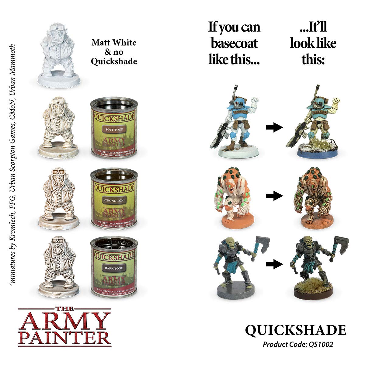 The Army Painter Quickshade Miniature Varnish for Miniature Painting, Strong Tone Model Paint Quickshade Varnish, Pot/Can, (250 ml), Approximately 8.45 oz