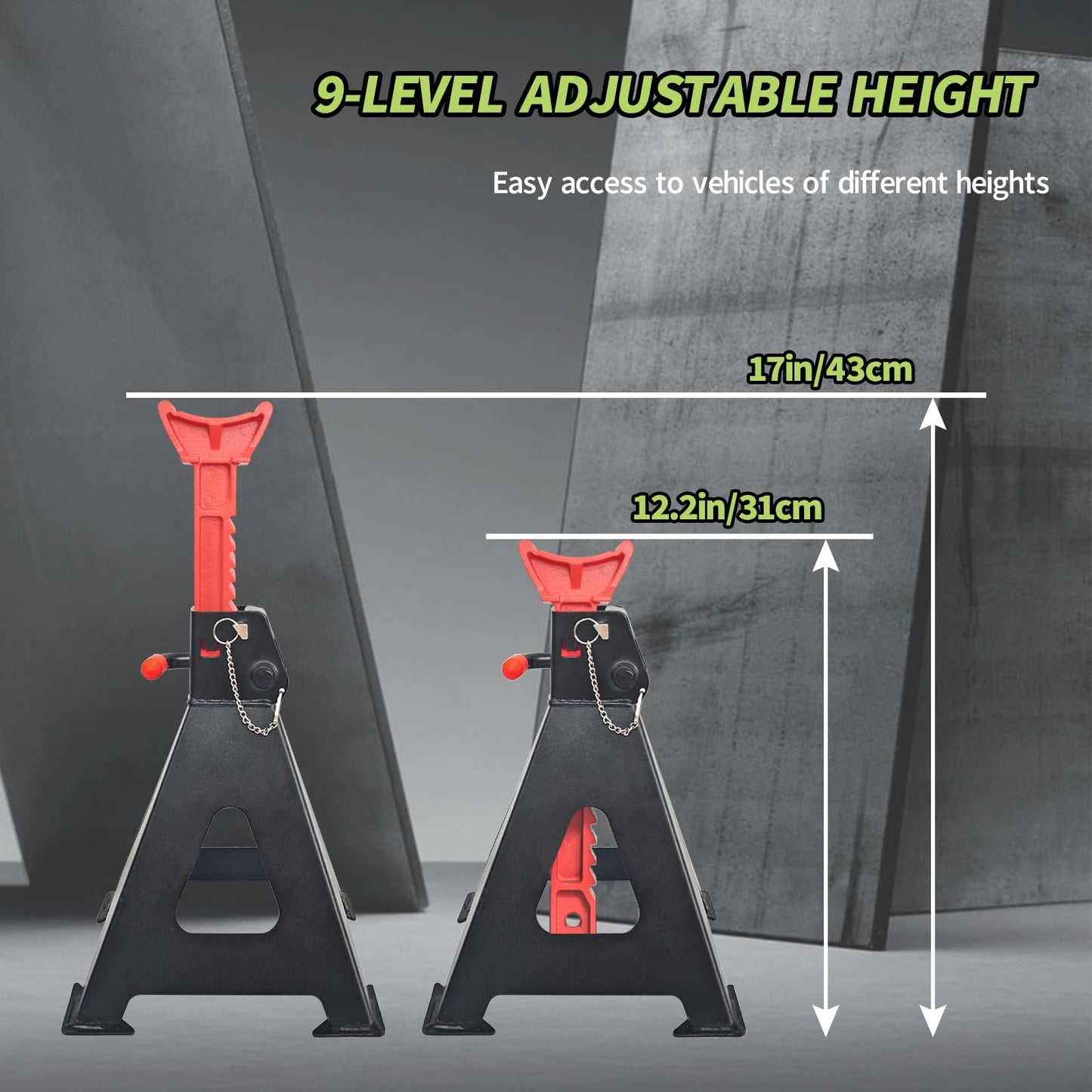 NUCHOICE 3 Ton Jack Stands with Double Locking Pins, Heavy Duty 6,600 lbs Capacity, Pair for Lifting SUVs, Pickup Trucks, Cars, UTVs/ATVs