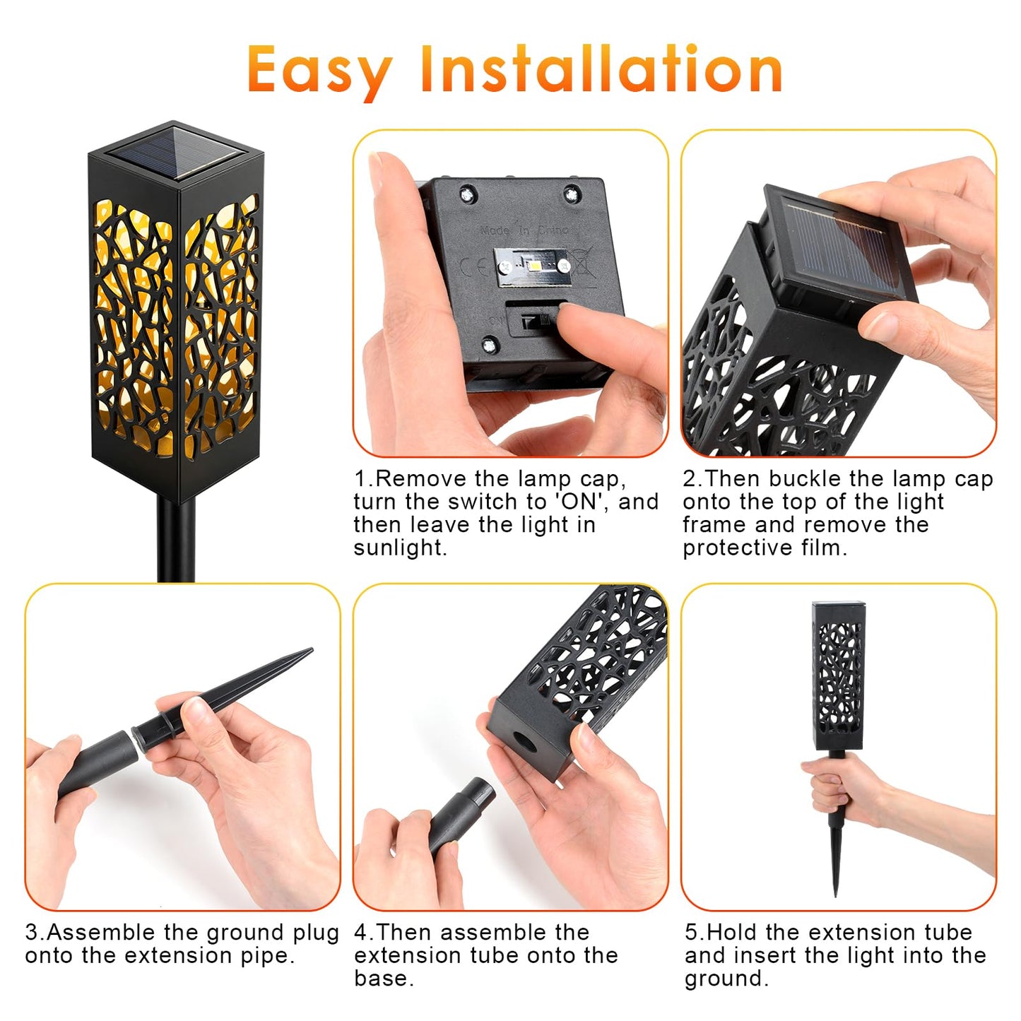 Ninonly 6 Pack Solar Pathway Lights Outdoor, Solar Lights Outdoor Garden Decor, IP65 Waterproof Solar Garden Lights Warm White Landscape Lighting for Path Yard Walkway Patio Driveway