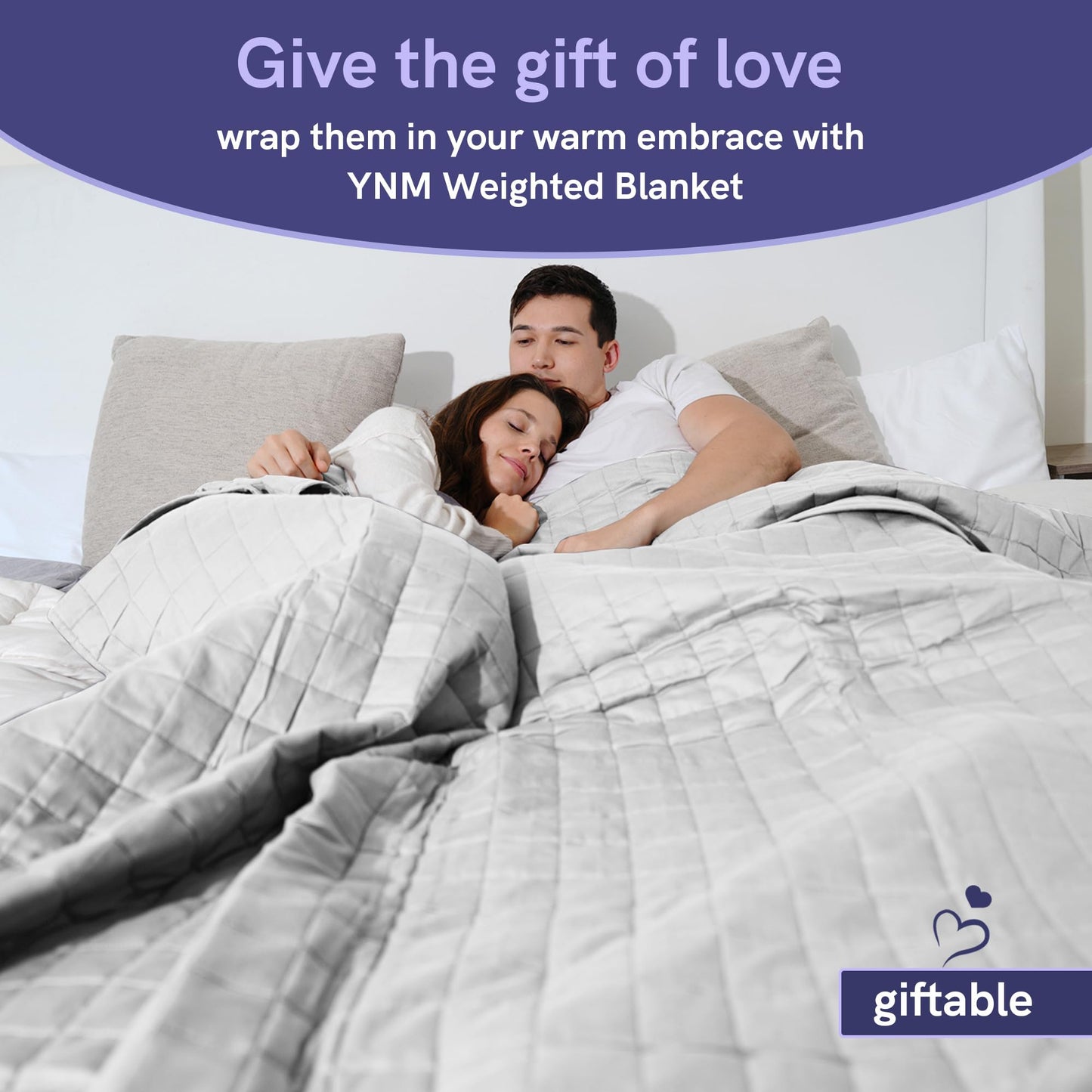 YnM Exclusive Weighted Blanket, Soothing Cotton, Smallest Compartments with Glass Beads, Bed Blanket for One Person of 110lbs, Ideal for Twin/Full/Queen Bed (48x72 Inches, 12 Pounds, Light Grey)