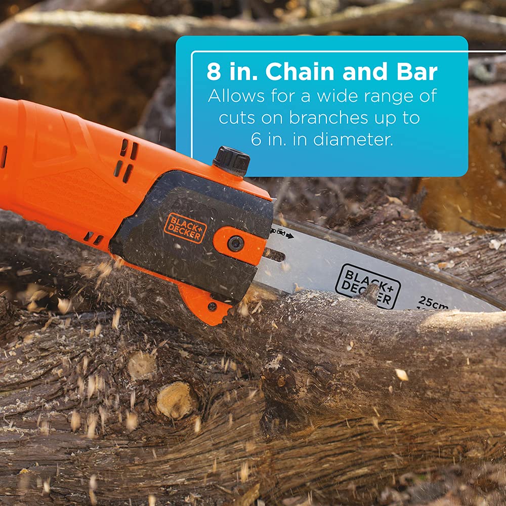 BLACK+DECKER Cordless 20V Max Lithium Ion Battery Powered Pole Saw, Pruning, Adjustable to 10Ft (LPP120B-CA) (Battery Sold Separately)